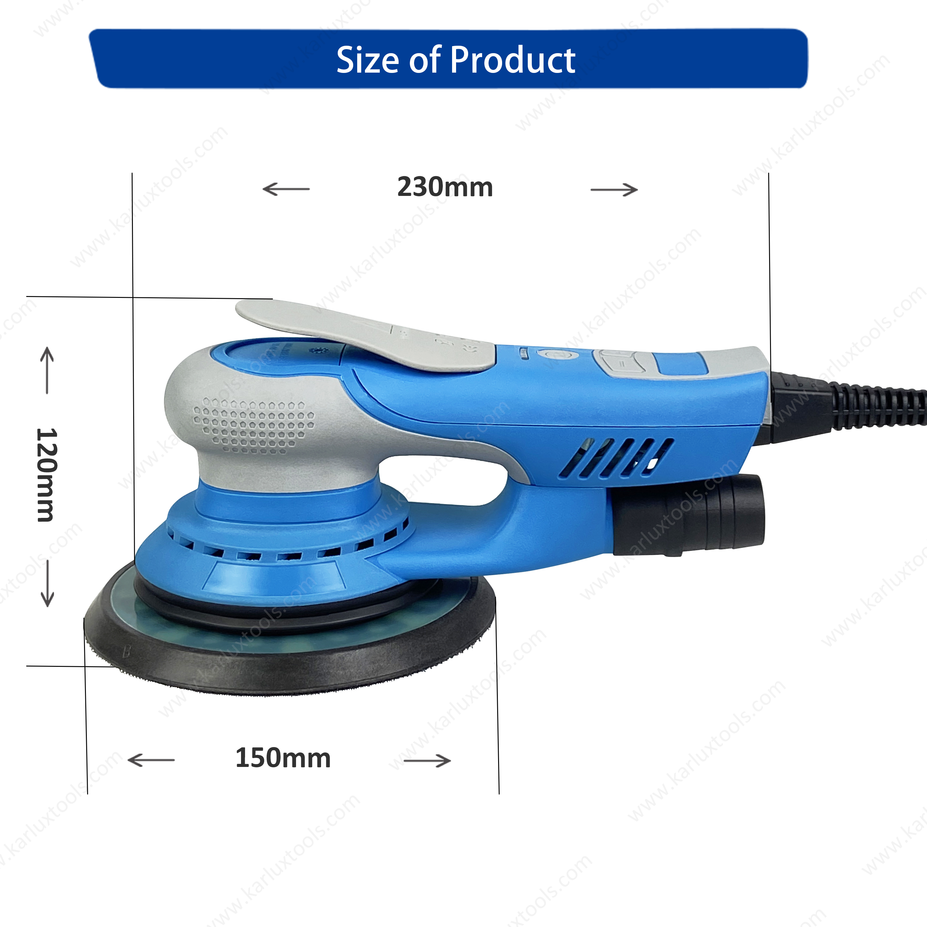 KARLUX 6Inch 150Mm 4,000-10,000Rpm Factory Sanding Power Tools Variable Speed Brushless Electric Random Orbital Sander