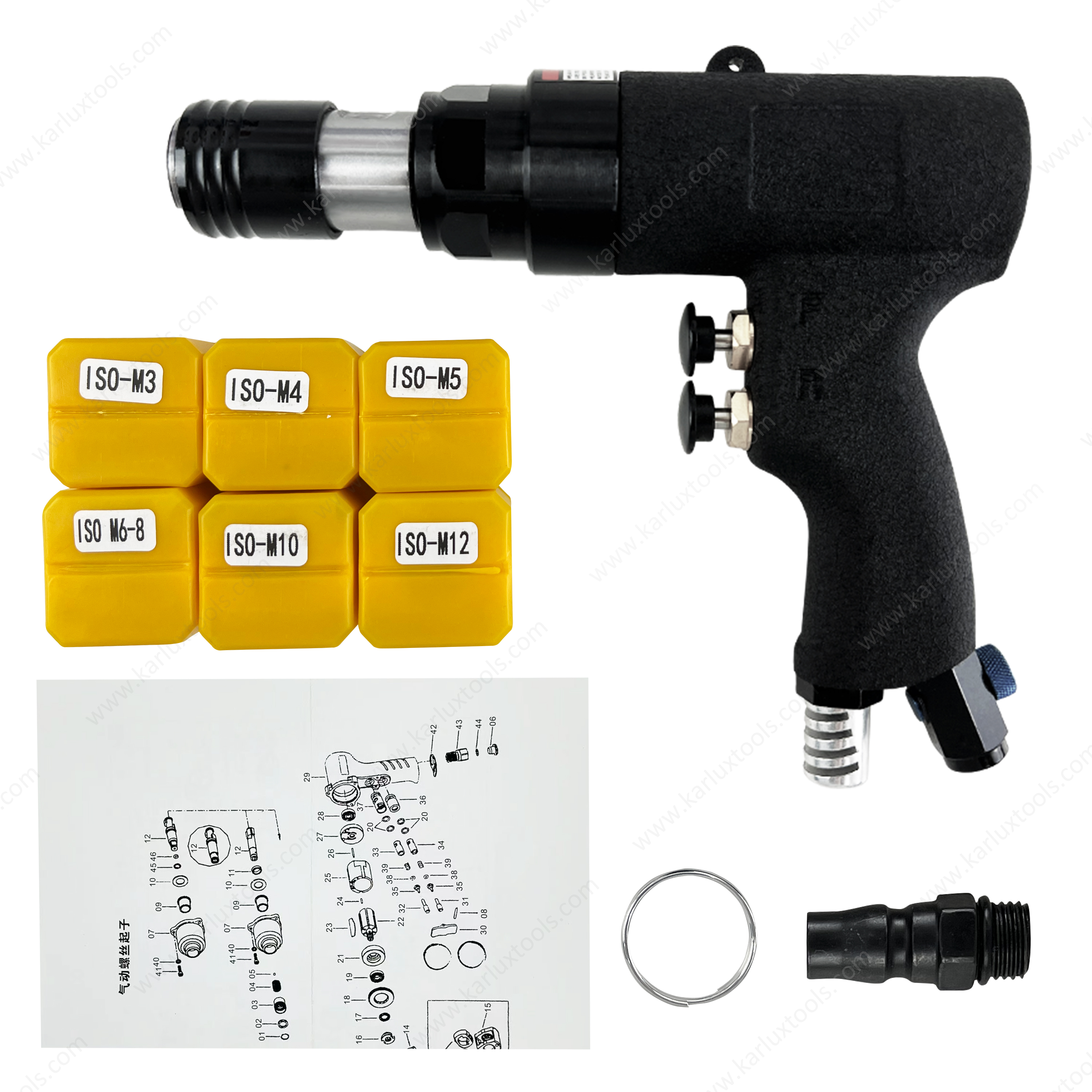 200rpm Pneumatic Tapping Machine Hand Tapper Chuck Gun Air Tapper Tool M3/M4/M5/(M6-8)/M10/M12