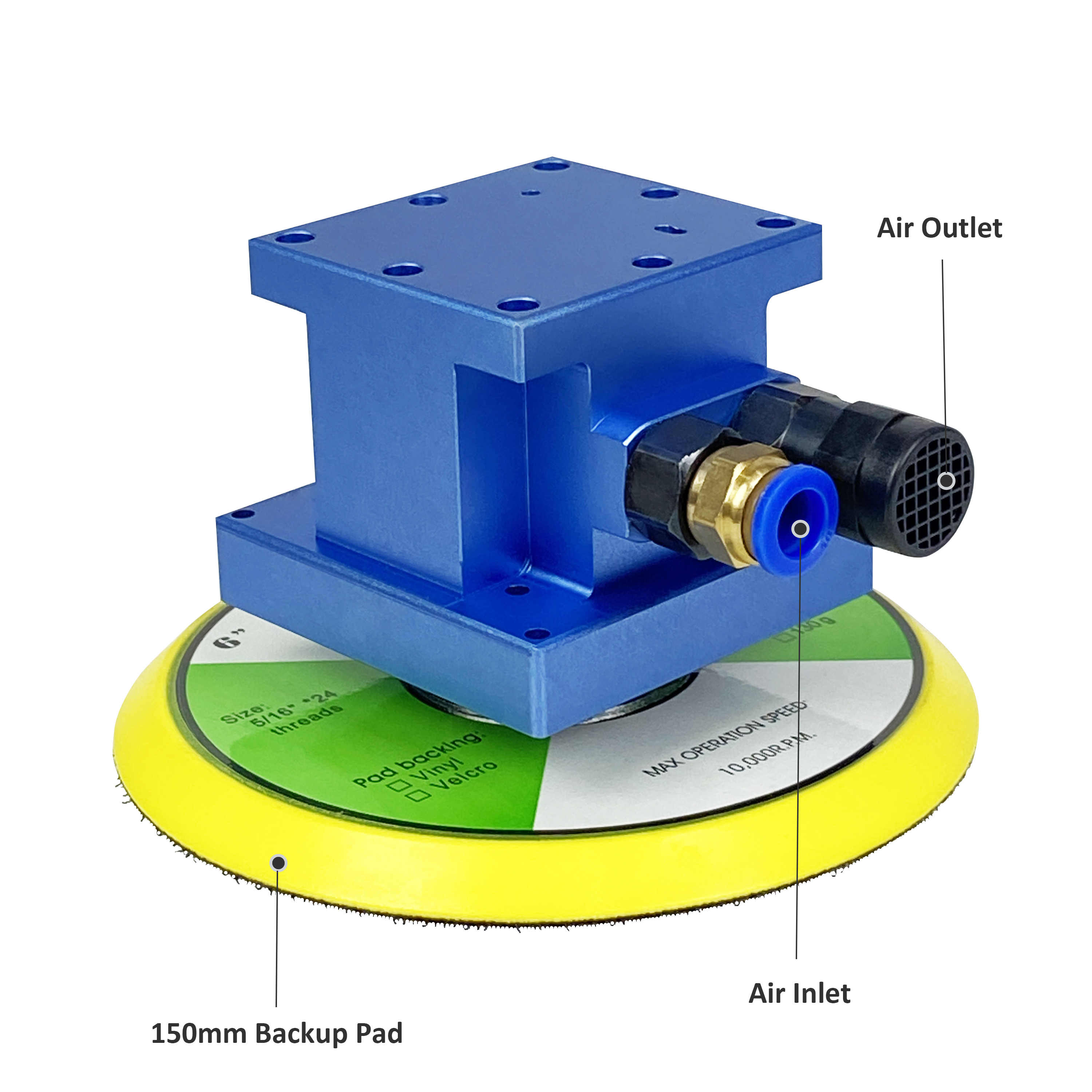 KARLUX 6Inch 150Mm 12,000Rpm Non Vacuum Orbit 5mm Automatic Robot Arm Manipulator Pneumatic Air Sander