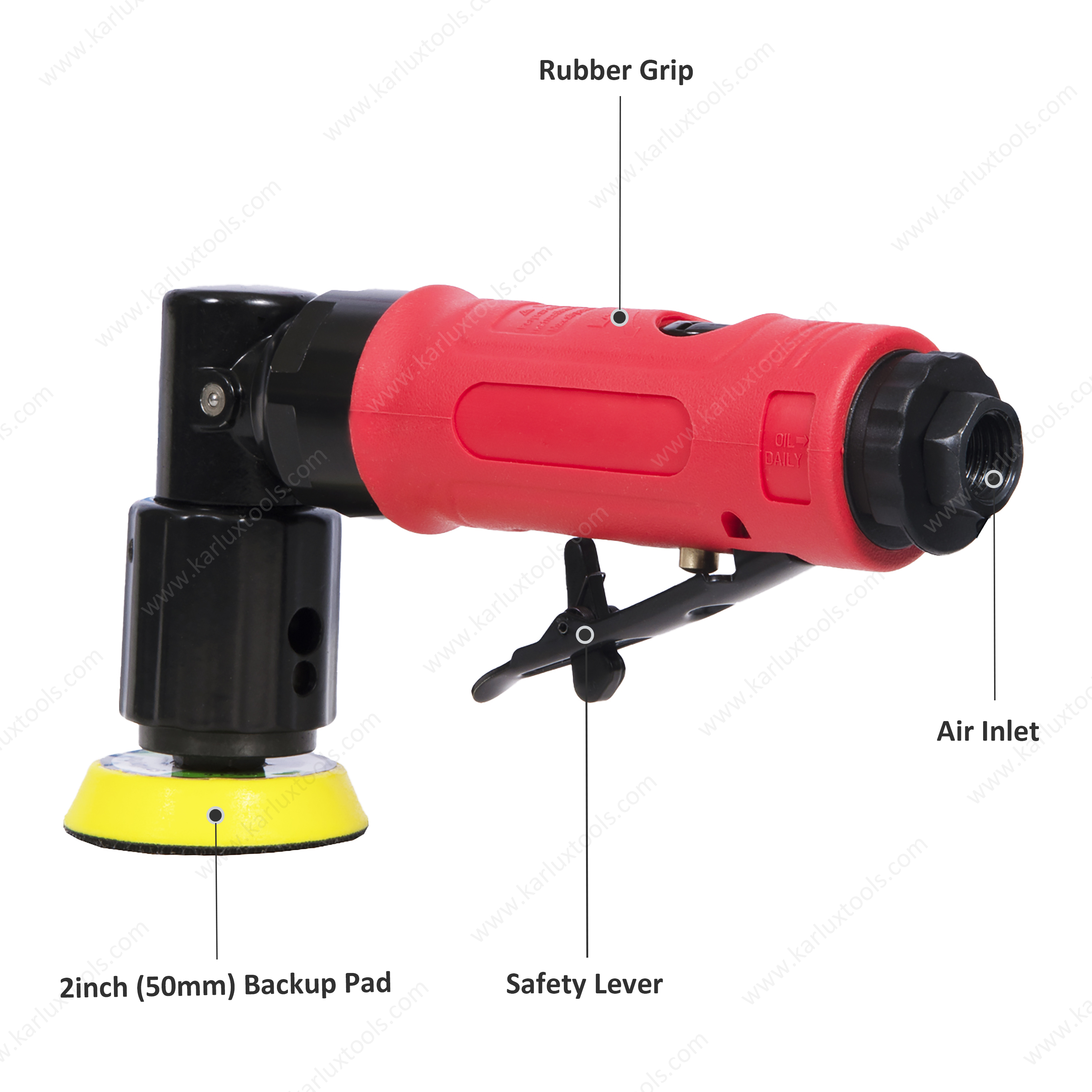 15000Rpm 90 Elbow 2 Inch 50mm Air Pneumatic Sander For Metal Detailing Grinding