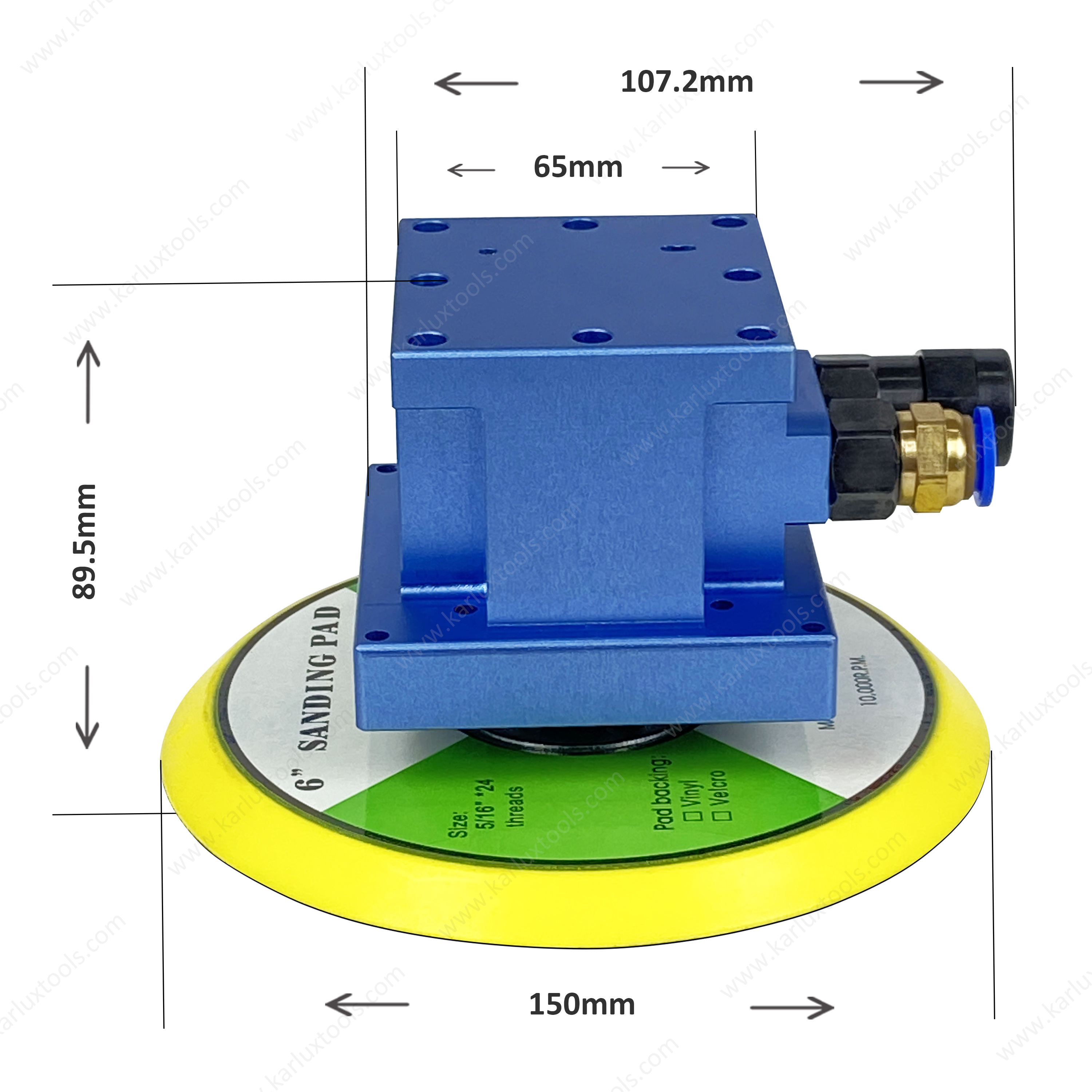 KARLUX 6Inch 150Mm 12,000Rpm Non Vacuum Orbit 5mm Automatic Robot Arm Manipulator Pneumatic Air Sander