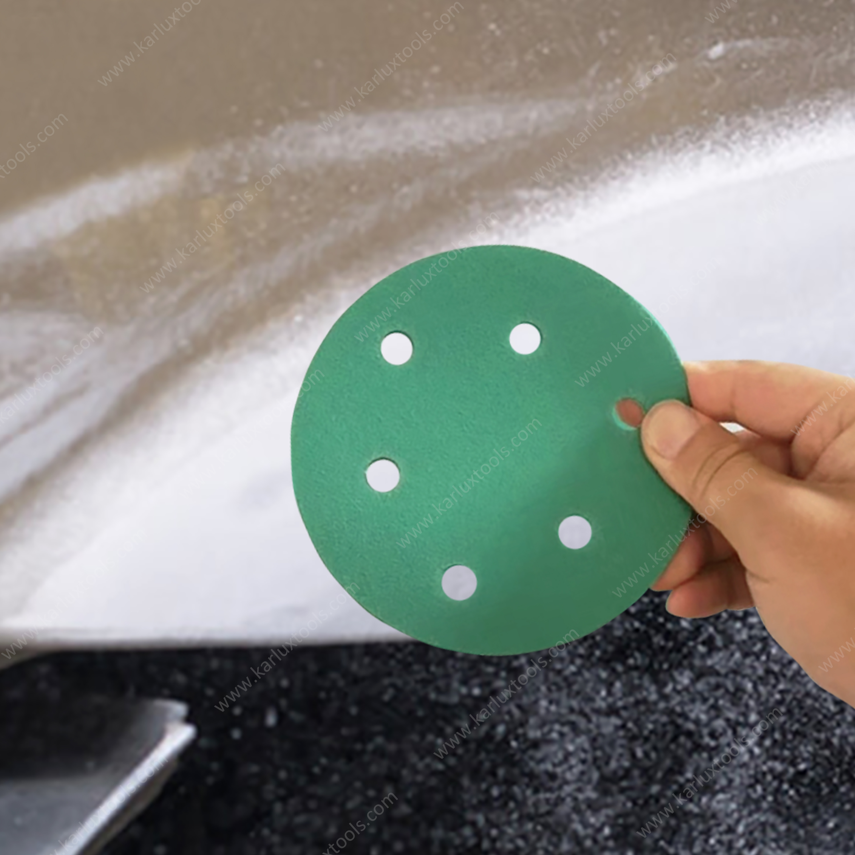 6 inch sand paper 15 Hole Hook and Loop Sanding Discs 40-3000# Green Film Sandpaper for Random Orbital Sander