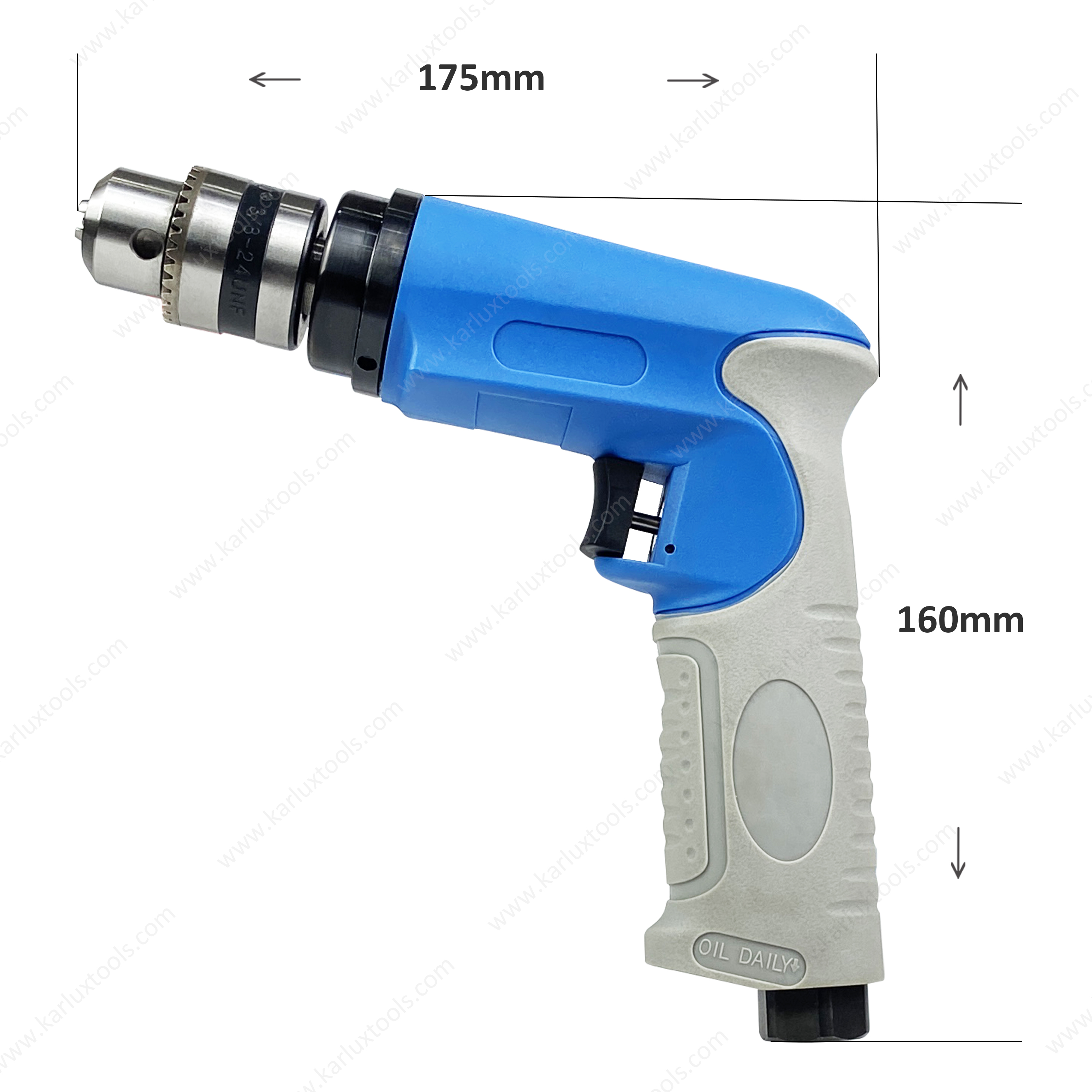 20,000Rpm 1.0Hp Ultra-Low Noise Industrial Non-Reversible Pistol Pneumatic Drill Air Drill With Chuck 3/8"