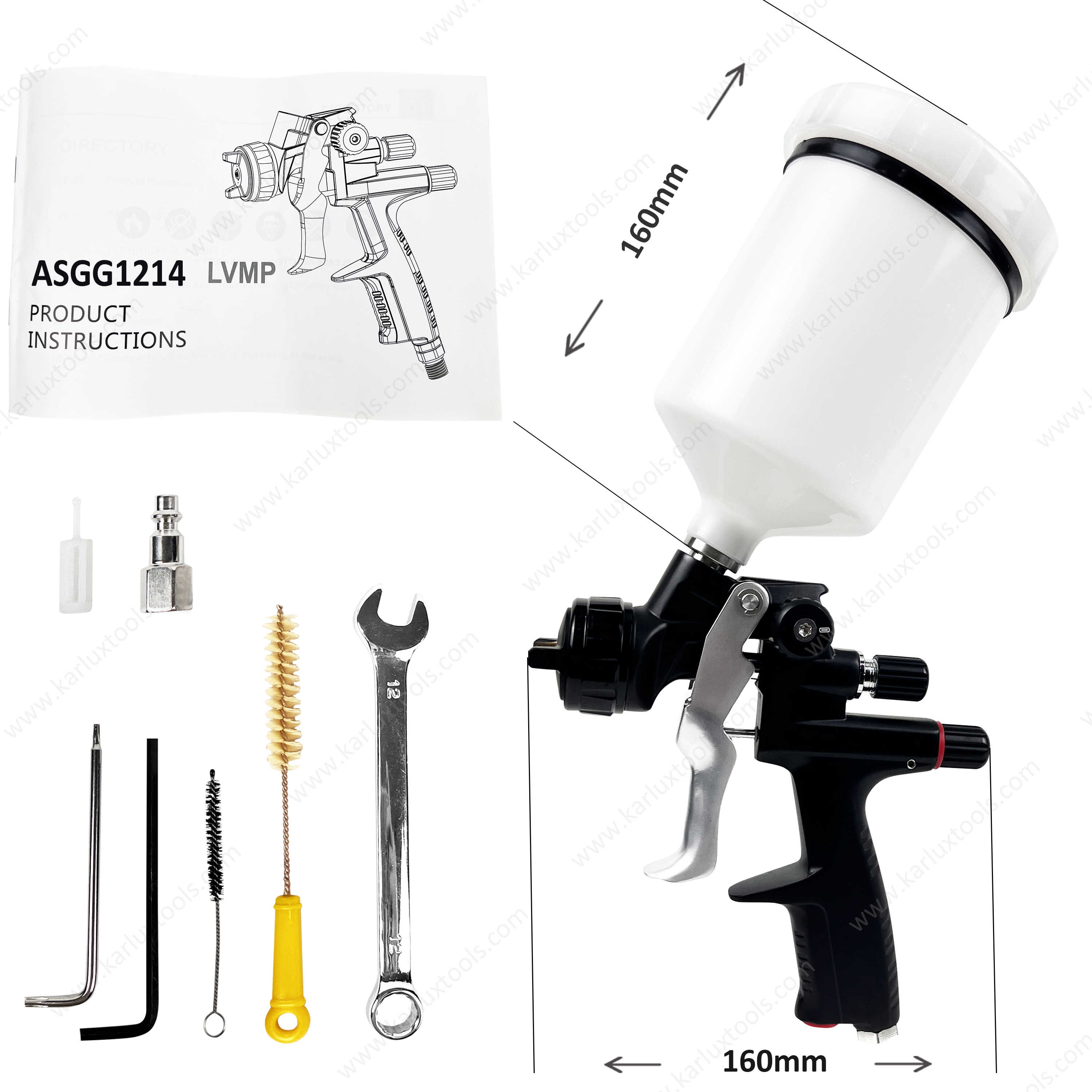 600ml HVLP LVMP 1.2,1.3,1.4mm Aluminium-Alloy Gun Body Industrial Grade Automotive Pneumatic Paint Sprayer Air Spray Gun