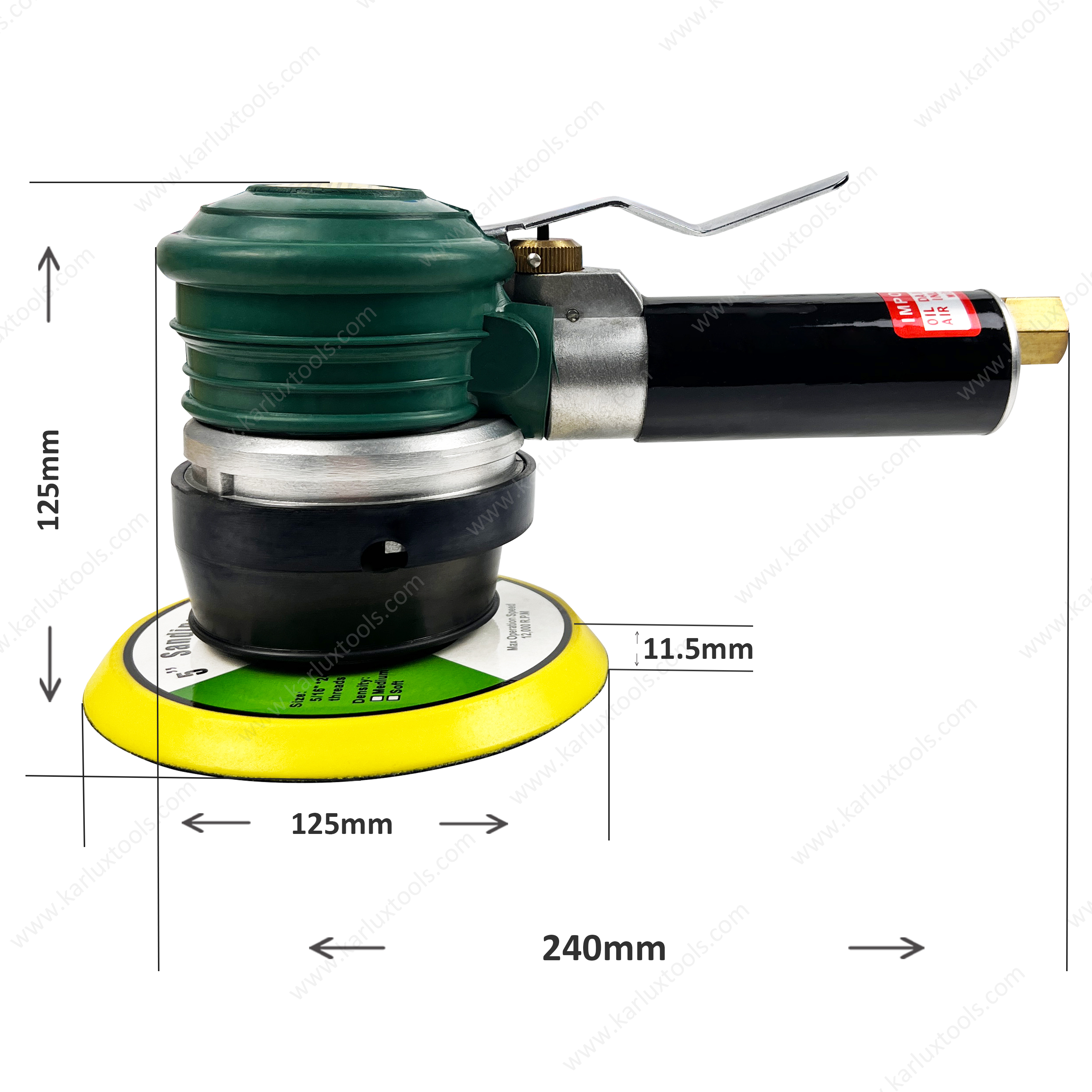5inch or 6inch 10000rpm 10mm Orbit Diameter Extended Handle Non Vacuum Pneumatic Air Sander