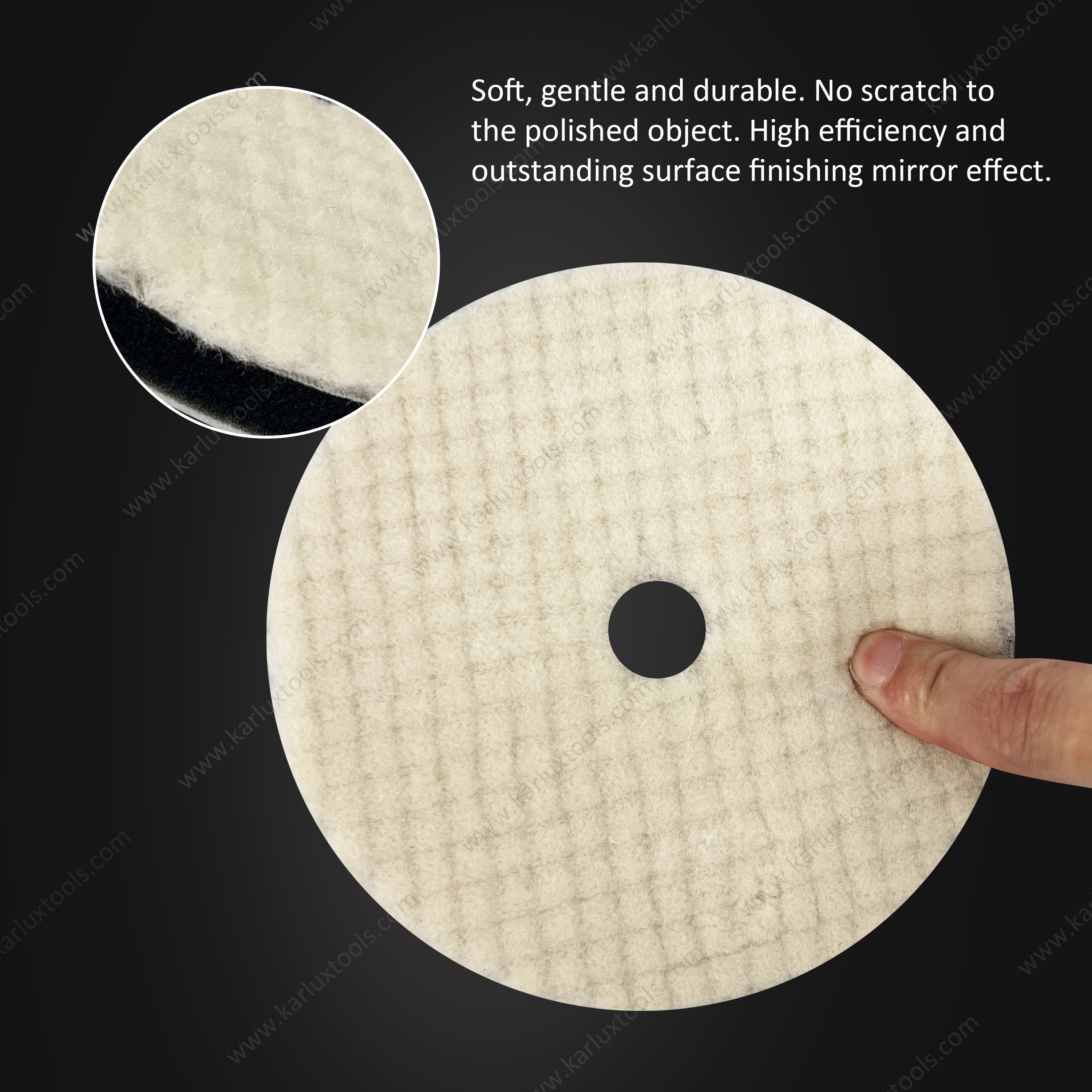 6inch 150mm Trapezoid Flat Grid or Stripe Surface Wool Pad Buffing Pad Japanese Wool Polishing Pad for Dual Action RO GA Polisher