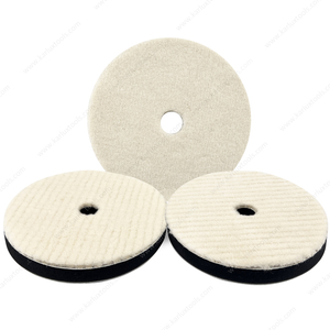 6inch 150mm Single Sided Flat Grid or Stripe Surface Wool Pad Buffing Pad Japanese Wool Polishing Pad Dual Action RO GA Polisher