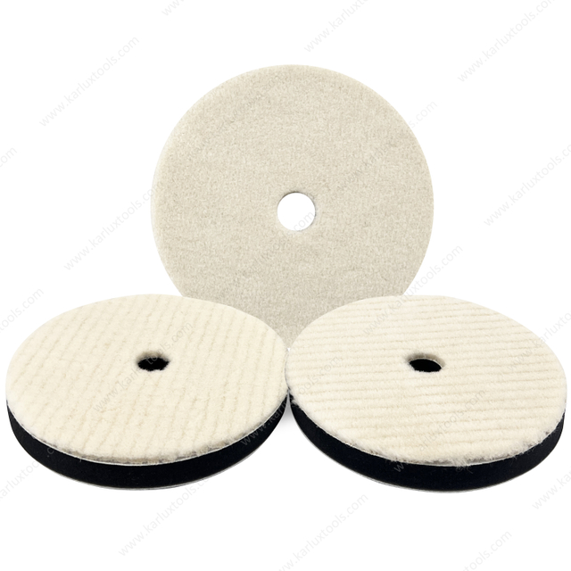 6inch 150mm Single Sided Flat Grid or Stripe Surface Wool Pad Buffing Pad Japanese Wool Polishing Pad Dual Action RO GA Polisher