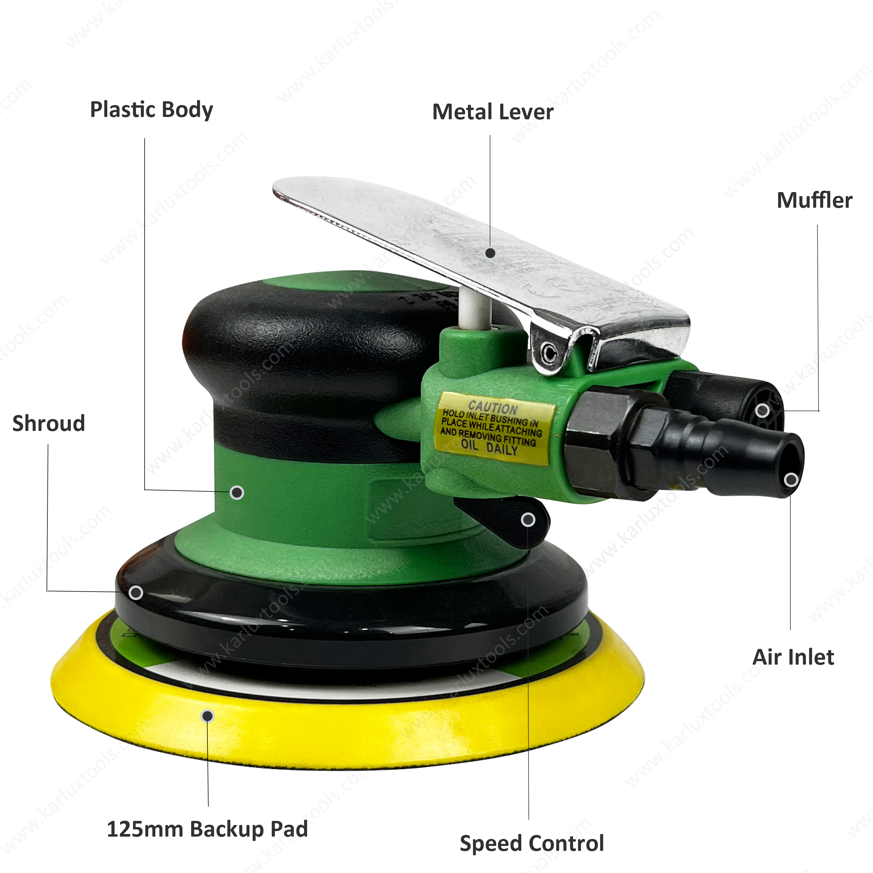 12000Rpm 5inch (125mm) Quality Orbit 2.5/5.0/8.0mm Non Vacuum Palm Sander Pneumatic Mini Finishing Sander Air Random Orbital Sander