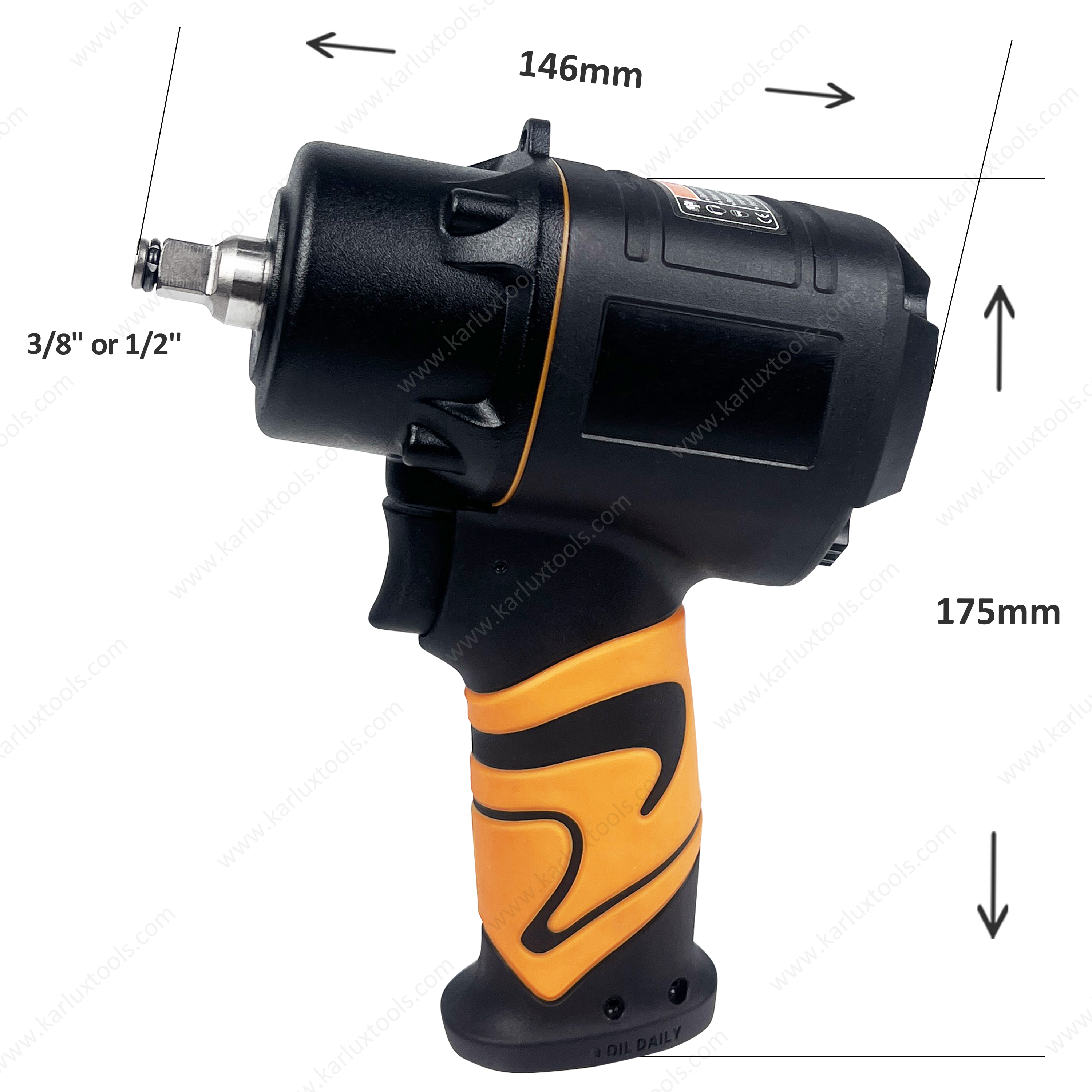 10,000RPM Max Torque 745N.m Light Wrench Plastic Body 3/8" Air Impact Wrench