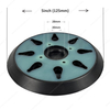 5inch (125mm) 8+4 Hole Round Black PU Hook And Loop Backing Pad Sander Backing Pad Replacement Pad Sanding Pads for Polishing Buffing Sander