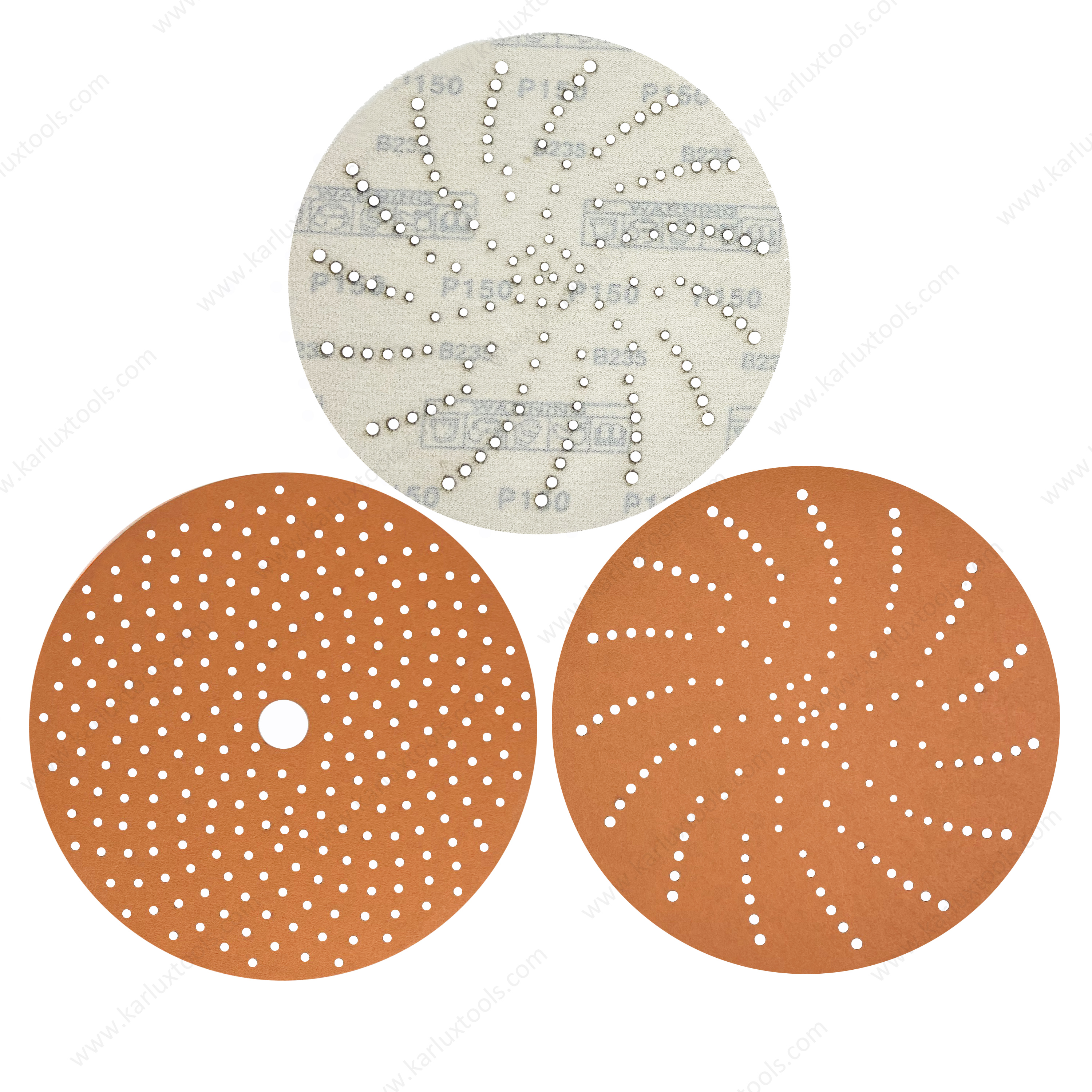 6 Inch(150mm) Grit P80-2500 Multiple Holes Round Sanding Paper Orange Ceramic Paper Backing Sandpaper Disc