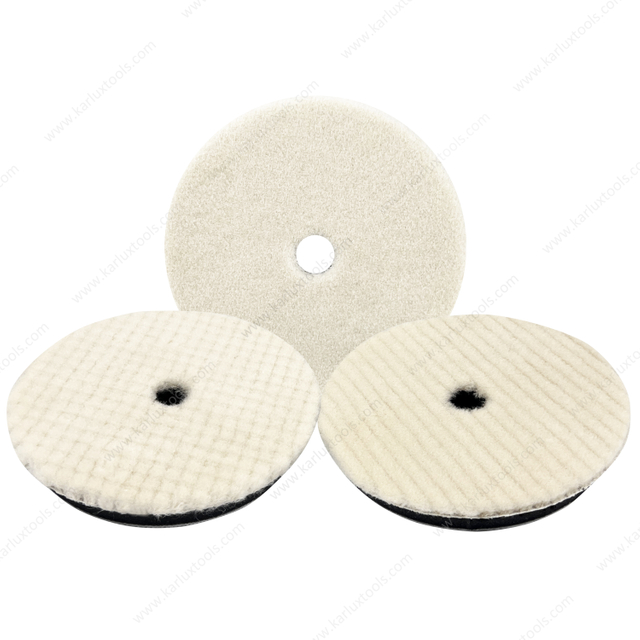 6inch 150mm Trapezoid Flat Grid or Stripe Surface Wool Pad Buffing Pad Japanese Wool Polishing Pad for Dual Action RO GA Polisher
