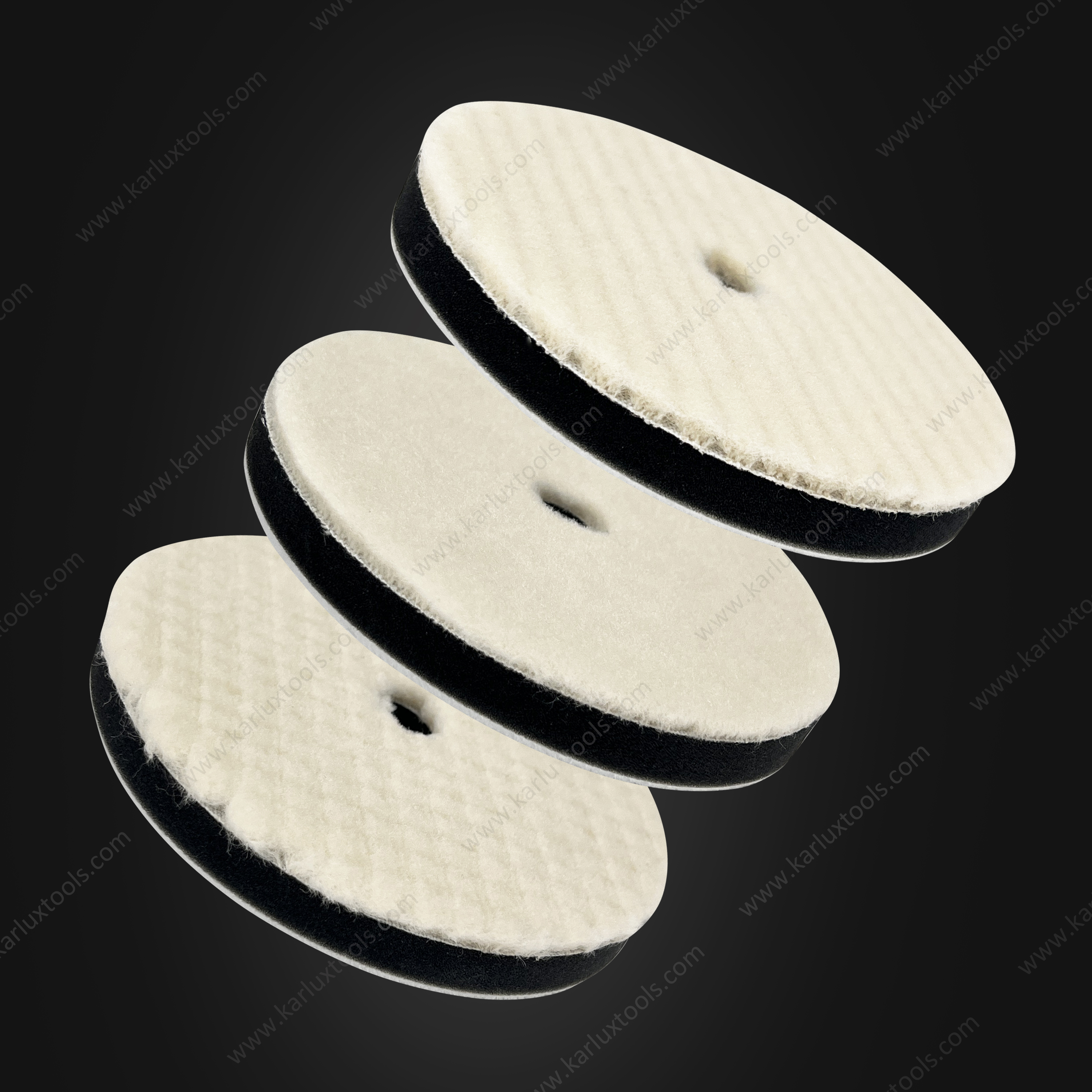5inch 125mm Single Sided Flat Grid or Stripe Surface Wool Pad Buffing Pad Japanese Wool Polishing Pad Dual Action RO GA Polisher