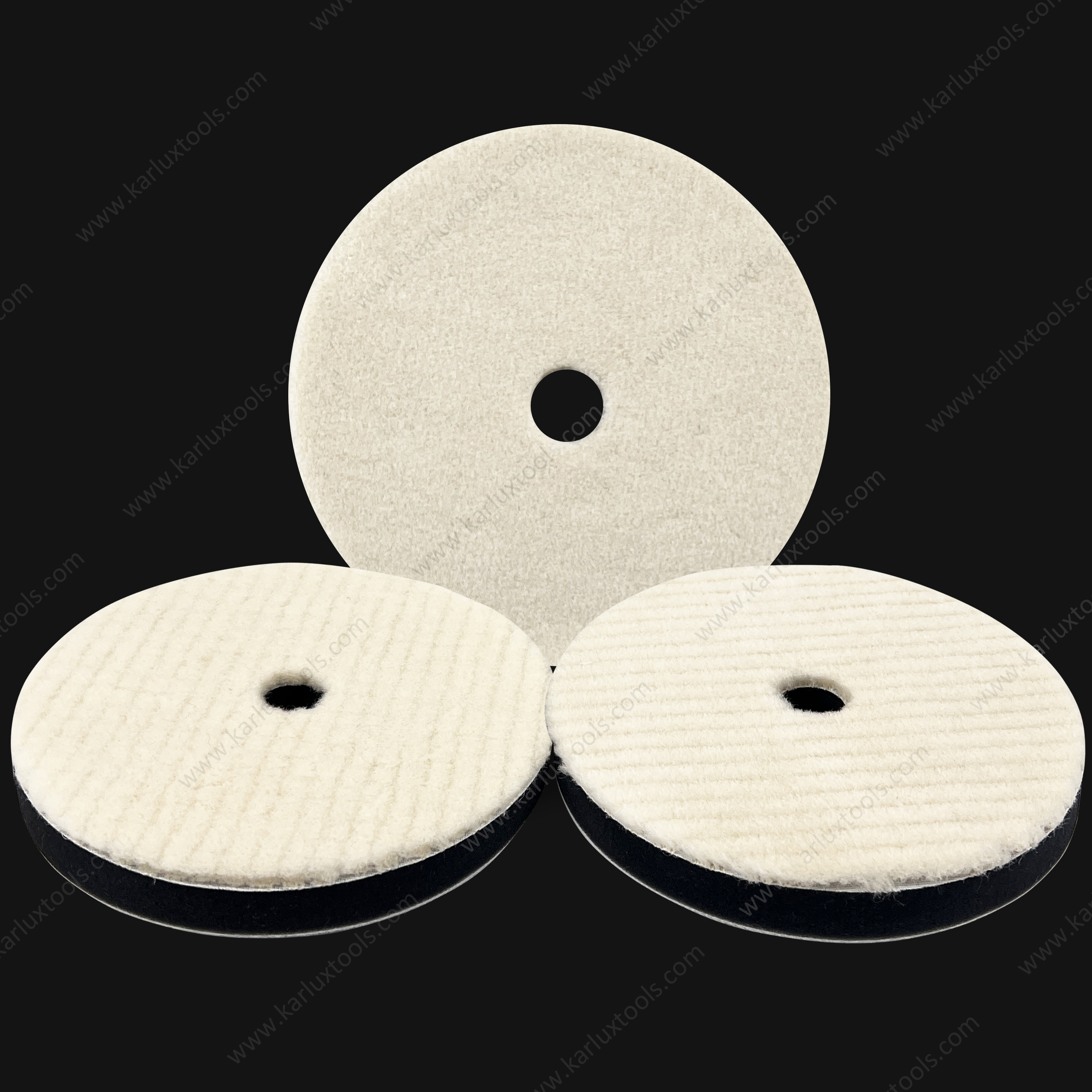 6inch 150mm Single Sided Flat Grid or Stripe Surface Wool Pad Buffing Pad Japanese Wool Polishing Pad Dual Action RO GA Polisher