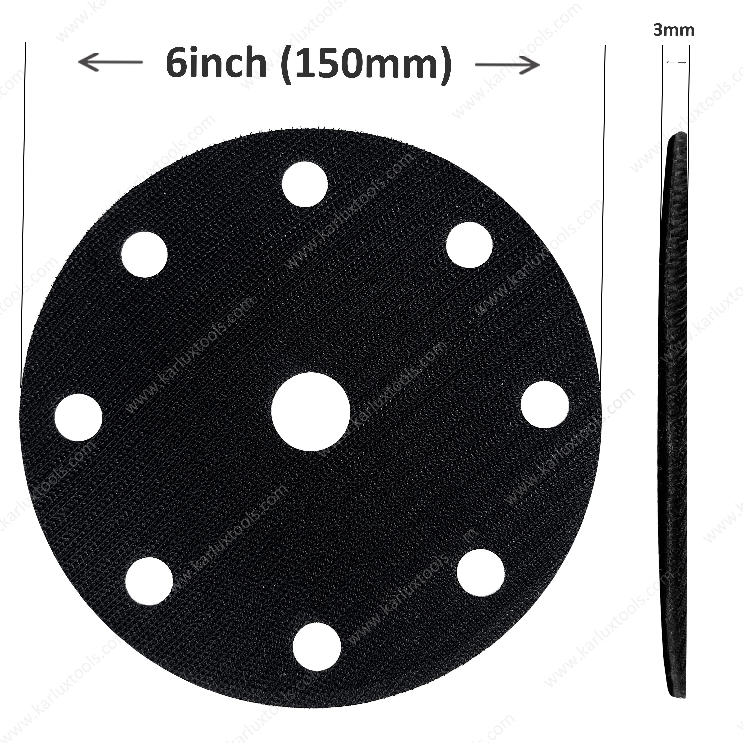 6inch 150mm 9Holes Round Hook and Loop Protector Pad Soft Velcro Pad Saver for Sanding Pad