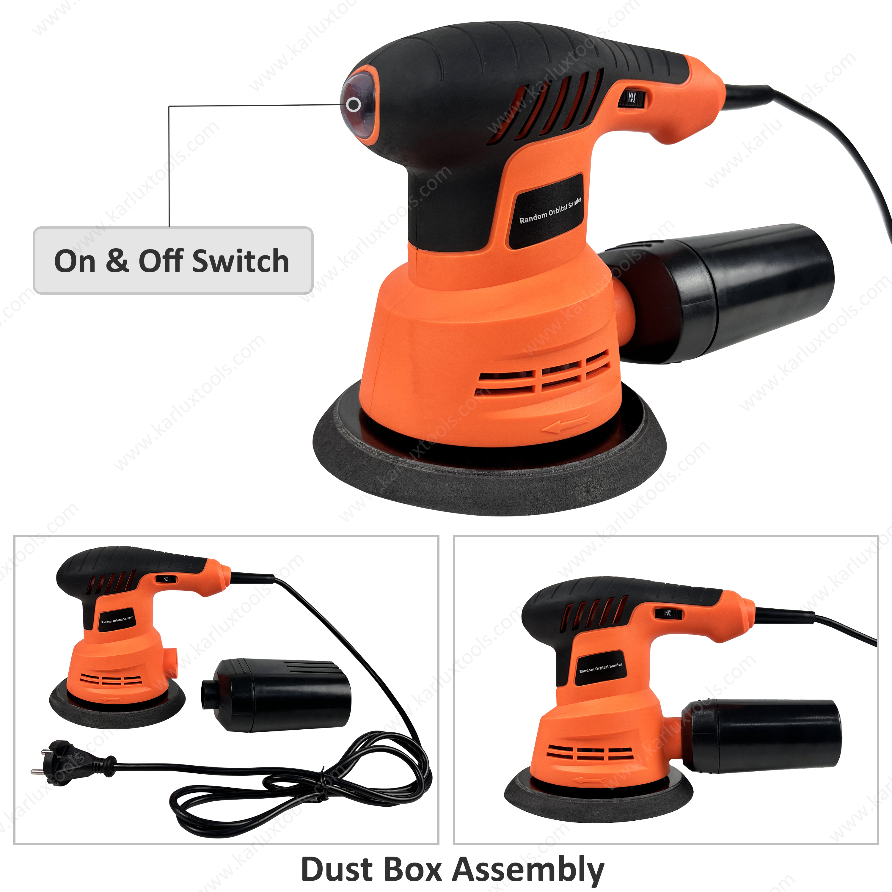 6Inch 150Mm Orbit 3mm 5000-12000RPM Variable Speed Self-vacuum with Dust Bag Sander Power Tools Electric Random Orbital Sander