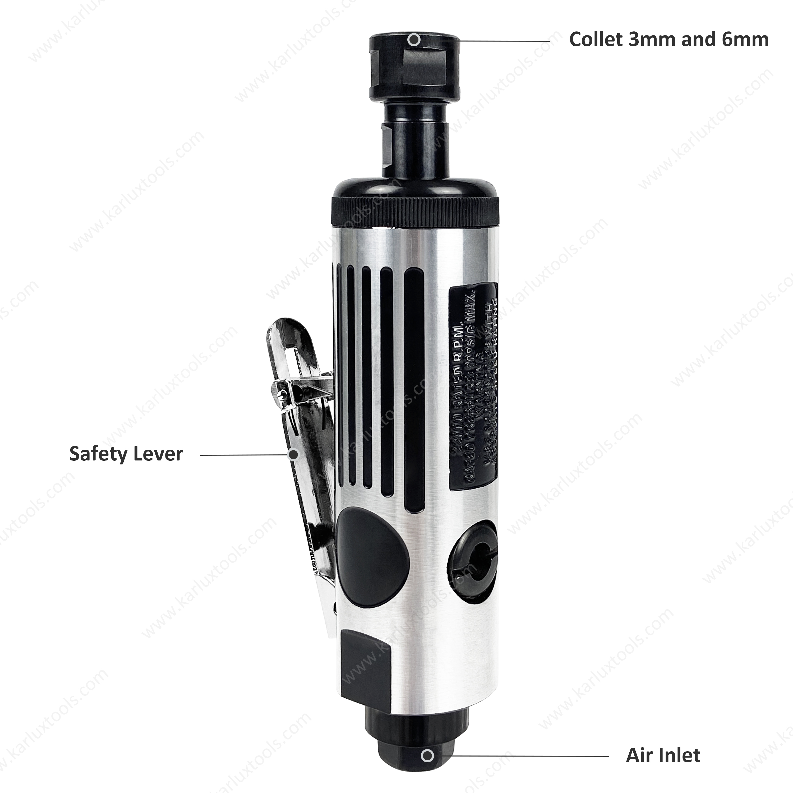 1/4" Inch Collet 22000RPM 90 PSI Grinding Mill Engraving Tool Silver Pneumatic Air Die Grinder