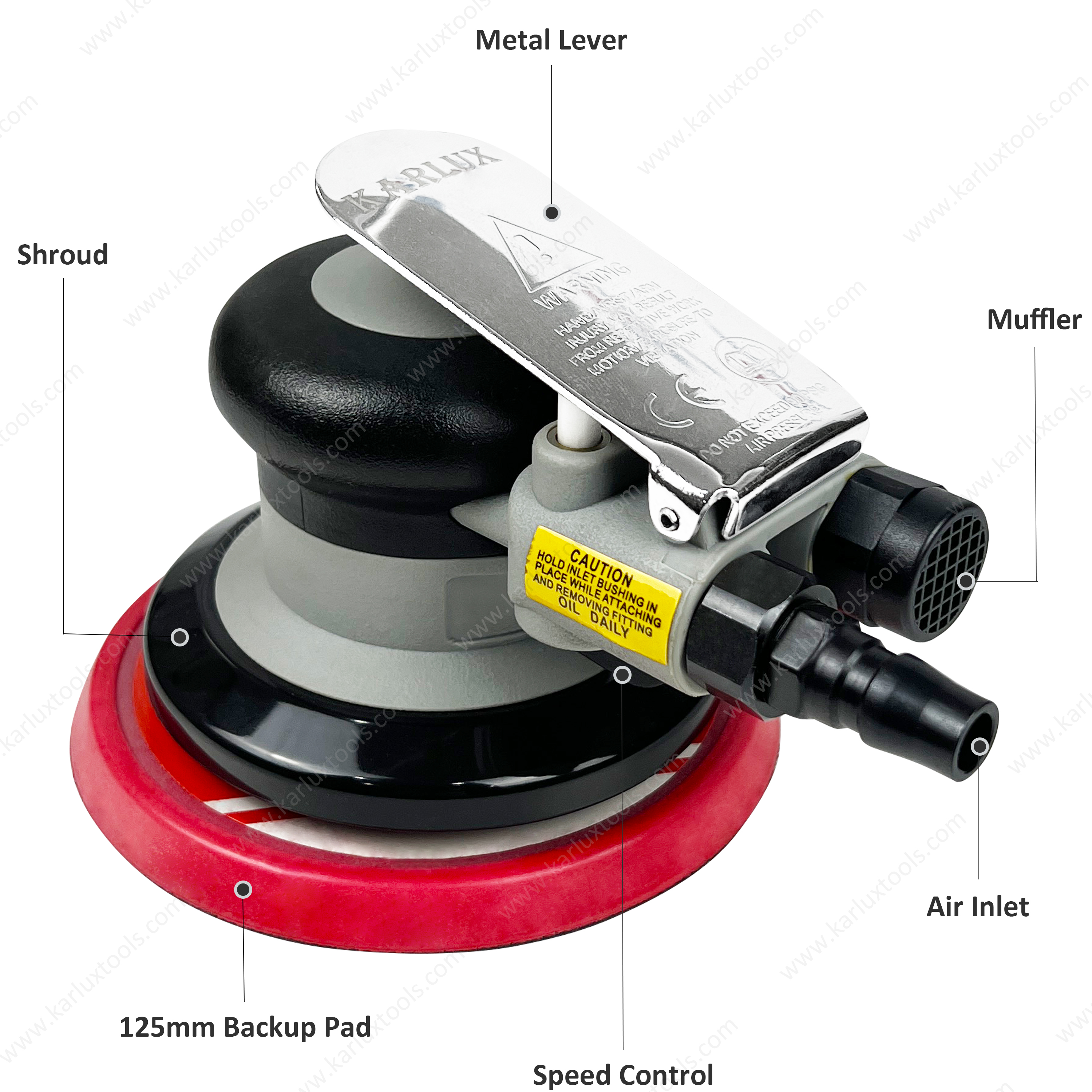 Air Sander 5inch (125mm) Orbit 2.5/5.0/8.0mm Non Vacuum Vacuum 12,000RPM