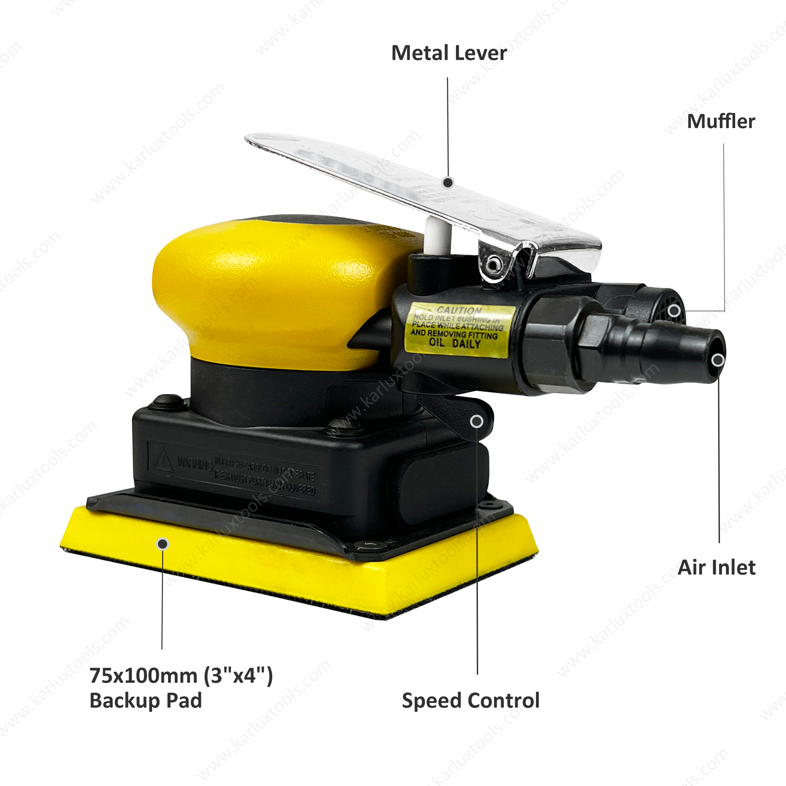 Air Sander 3x4inch (75x100mm) Orbit 3.0mm Non Vacuum 10,000RPM Air Rectangle Sander