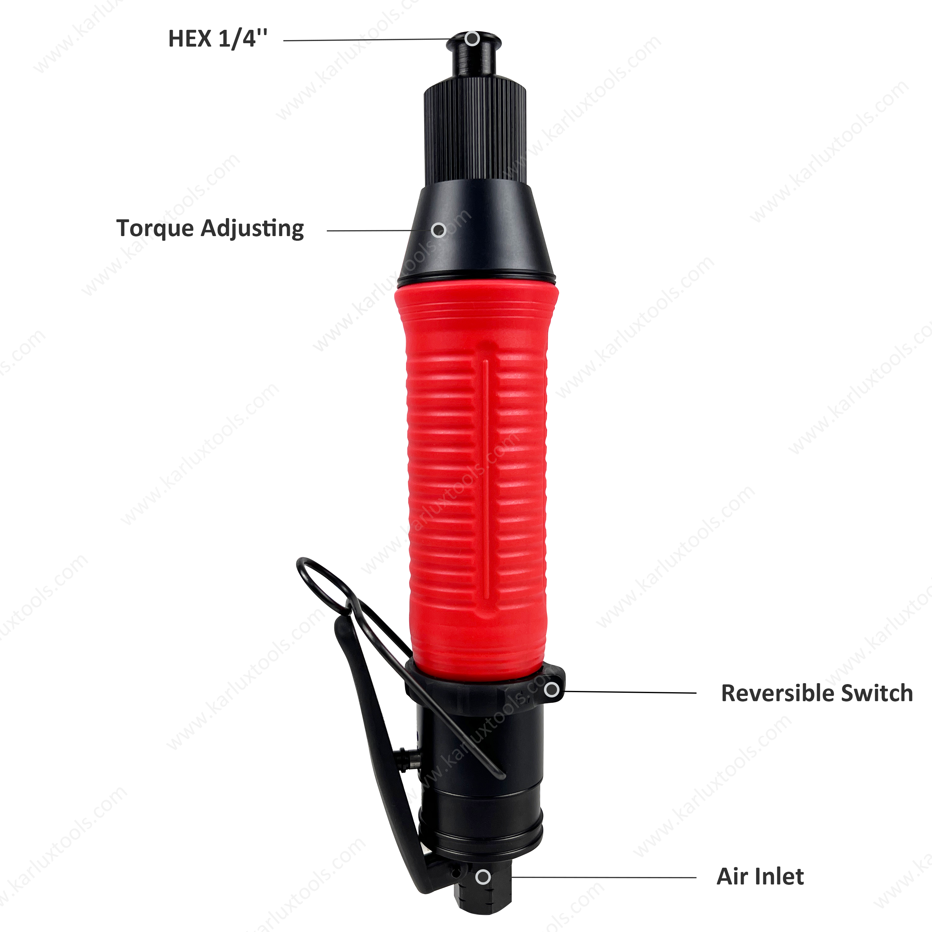 Lever Type HEX 1/4" Pneumatic Assembly Tool Reversible Screwdriver Straight Air Shut-Off Screwdriver