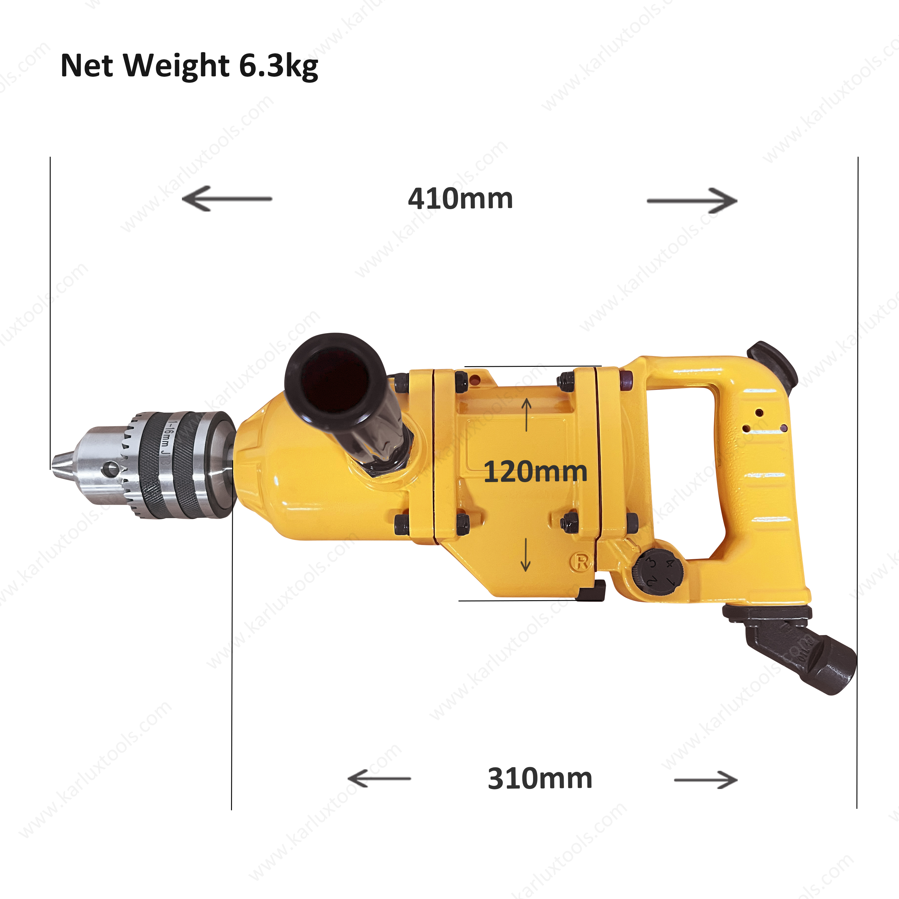 1000 Rpm Tapper Type Heavy Duty Pneumatic Drill Gun Straight Reversible Air Drill