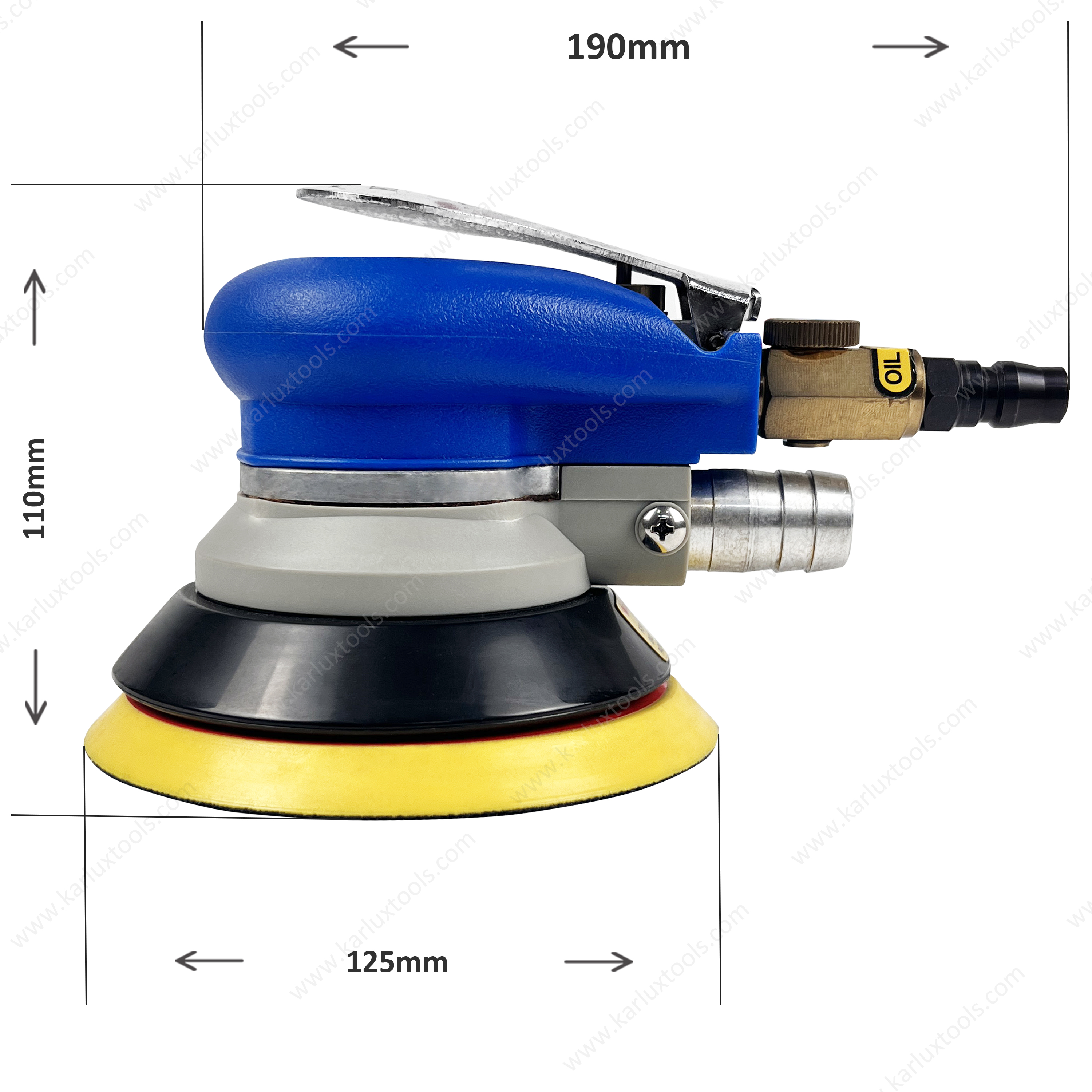 5Inch Self-generated Vacuum 5mm Orbit Pneumatic Random Orbital Palm Sander for Automotive Wood Metal Surface Finishing