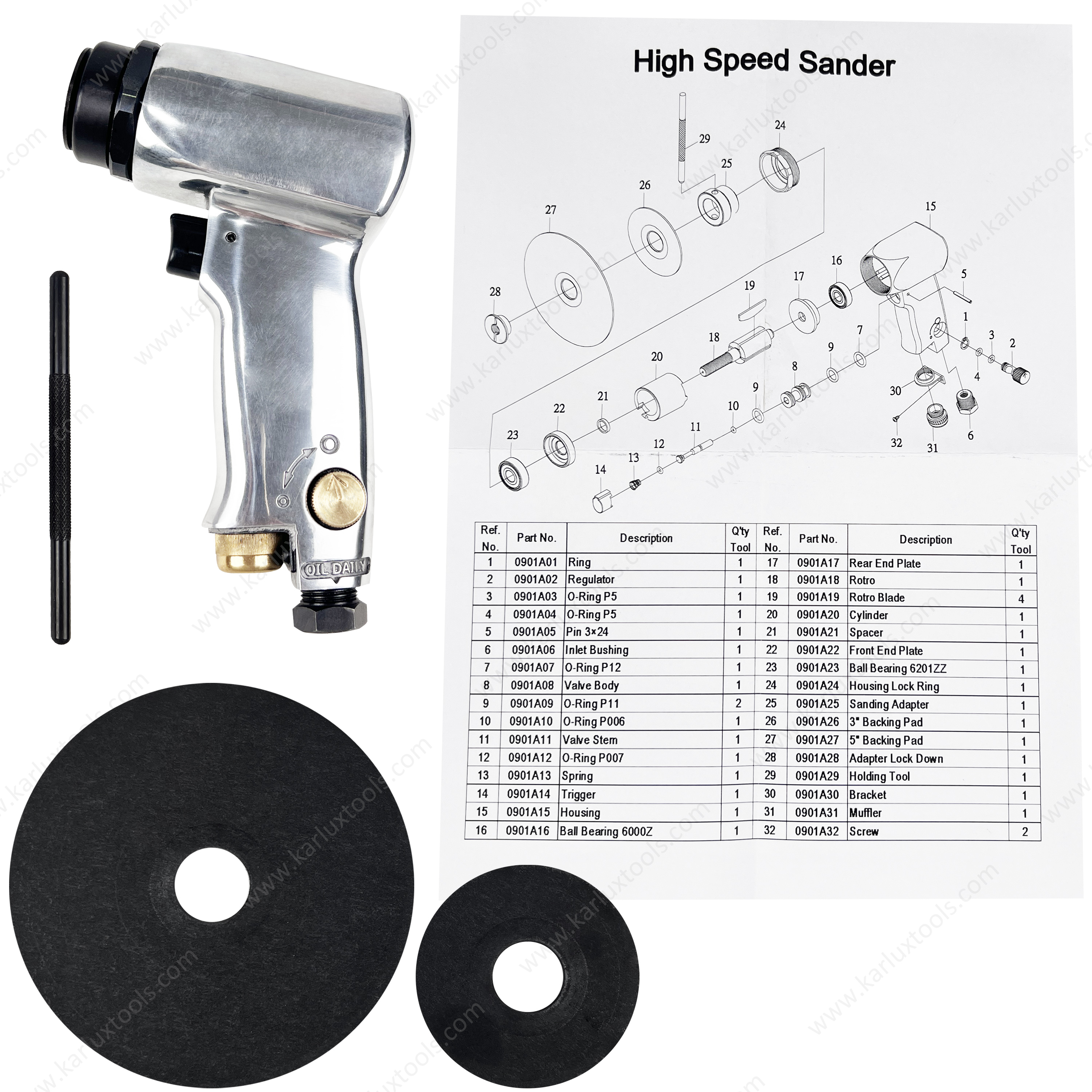 3inch 19000rpm High Speed Low Vibration Fiber Disc Sander Air Rotary Polisher Pneumatic Sander for Automotive Metal Finishing