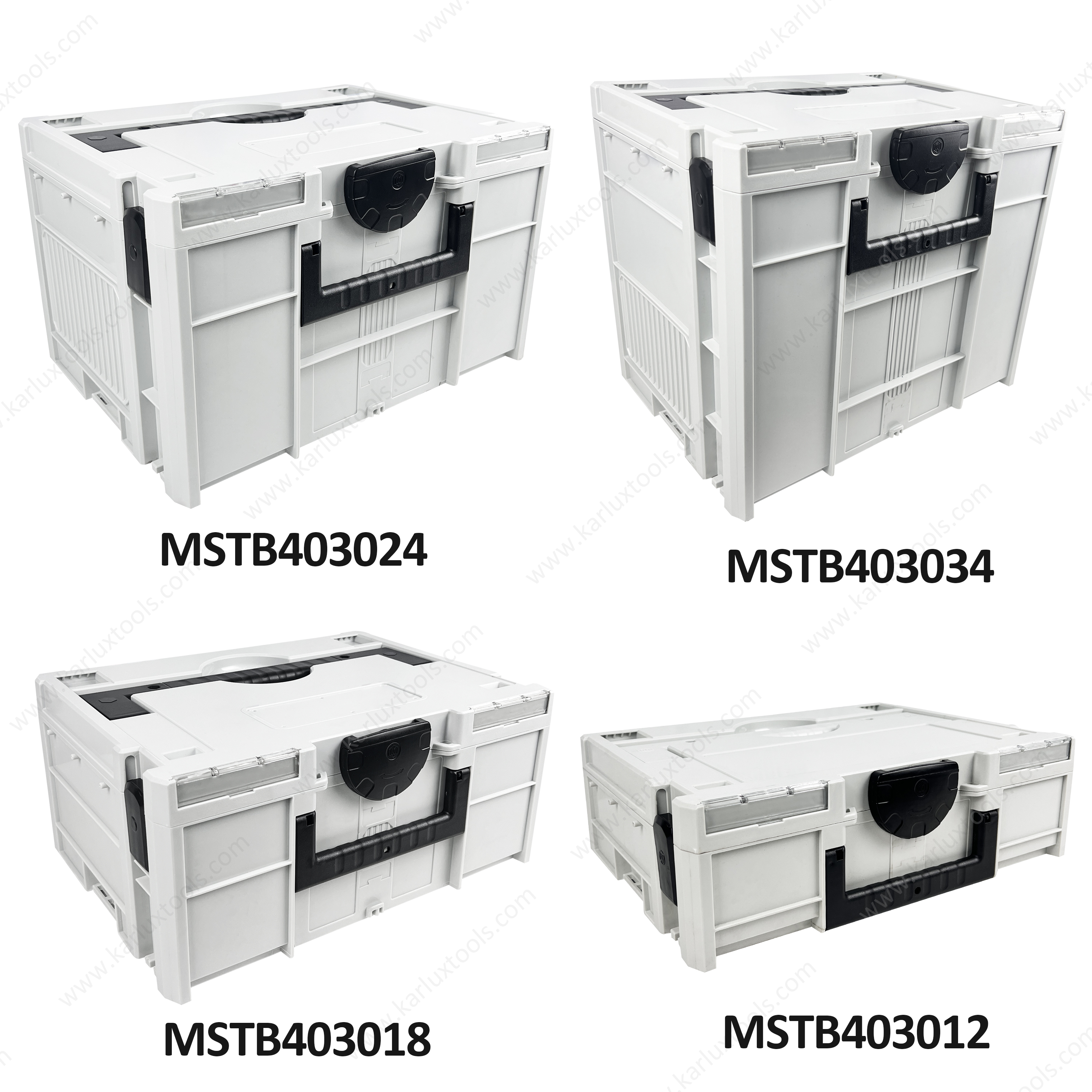 40x30x34cm Large Storage Box Waterproof Dustproof Stackable Tool Case System ABS Plastic Tool Box Systainer Case with Handles