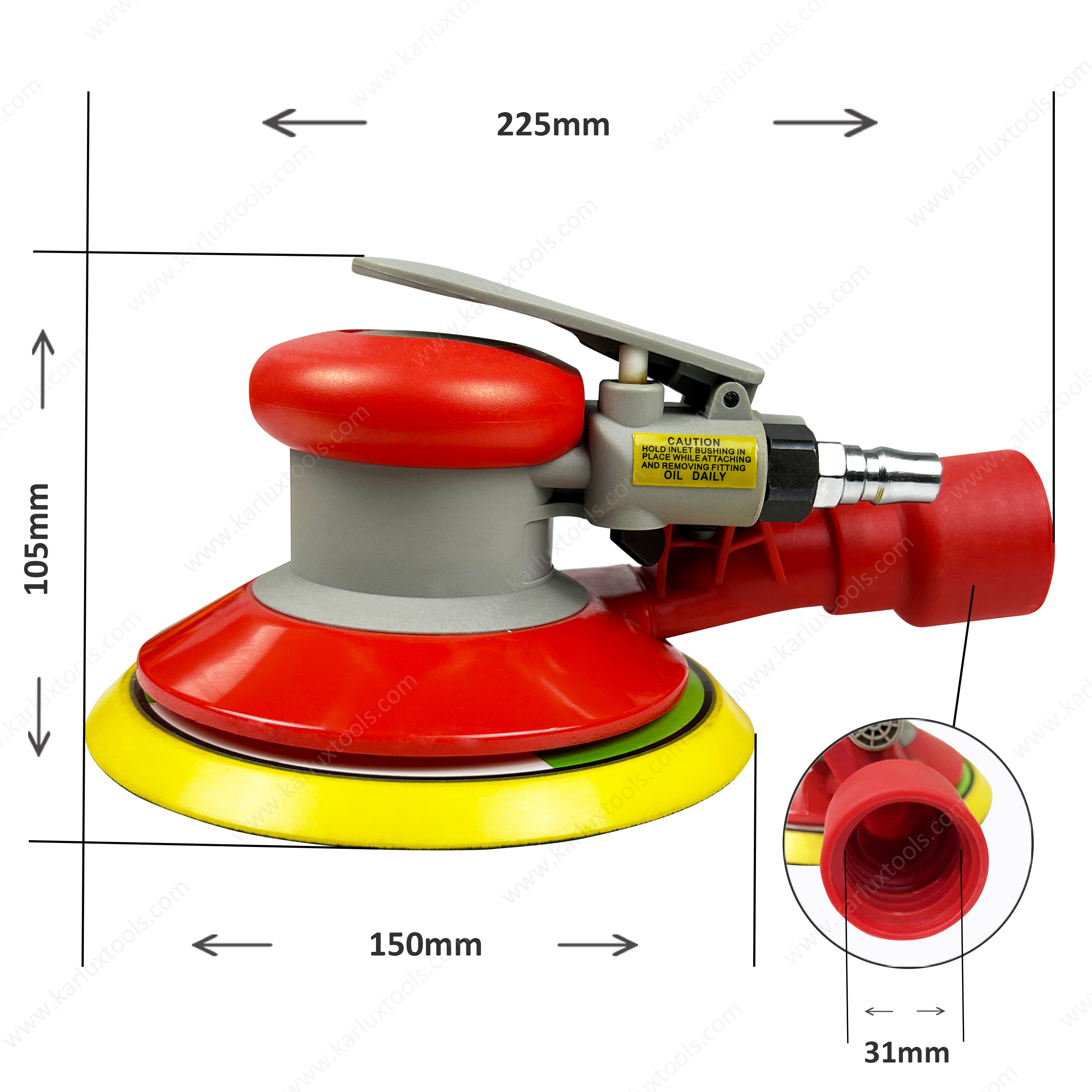 Air Sander tools 6inch (150mm) Orbit 2.5/5.0/8.0mm Central Vacuum 12,000RPM