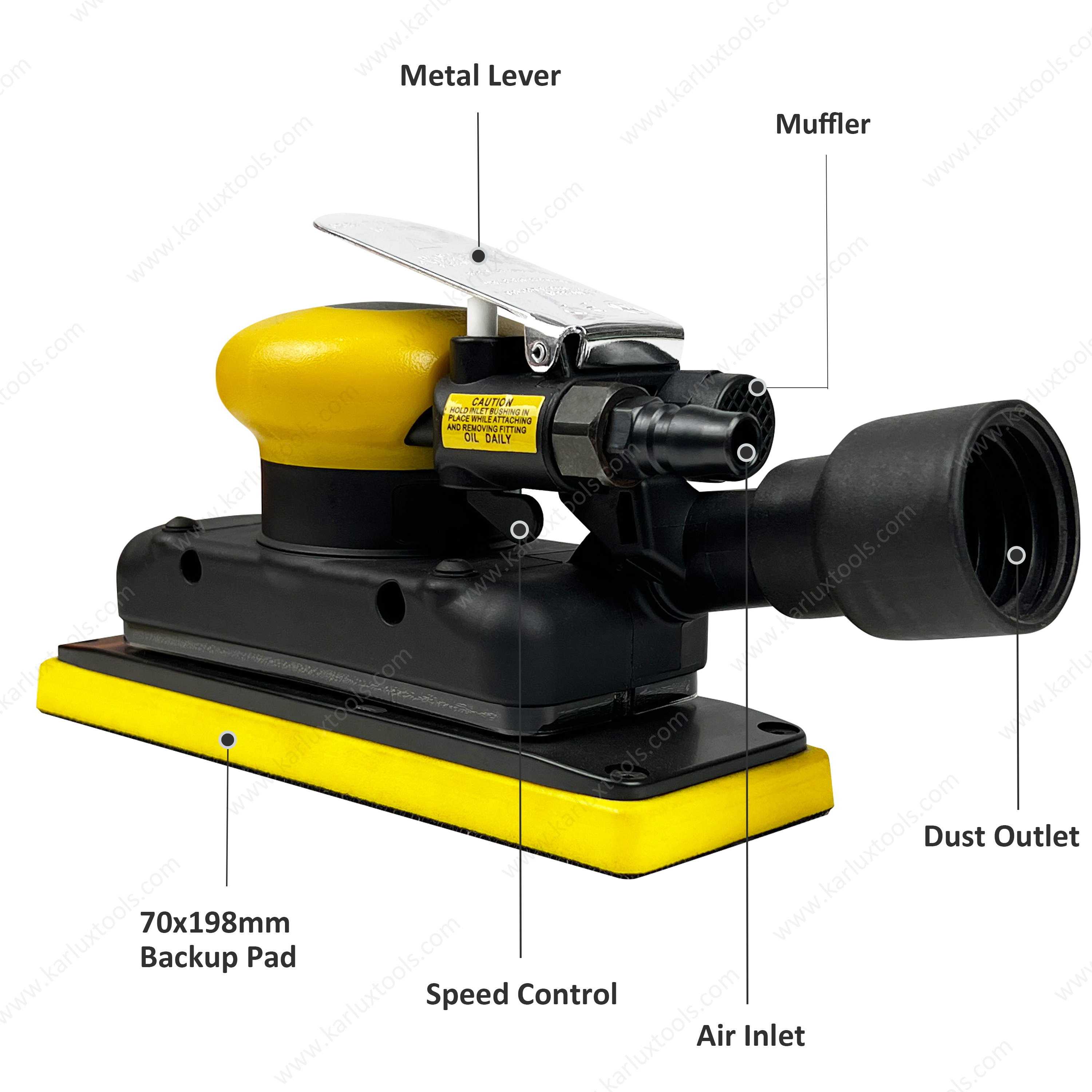 10000Rpm 70*198mm Rectangle Pad Orbit Diameter 3mm Central Vacuum Pneumatic Random Woodworking Sander Air Orbital Sander