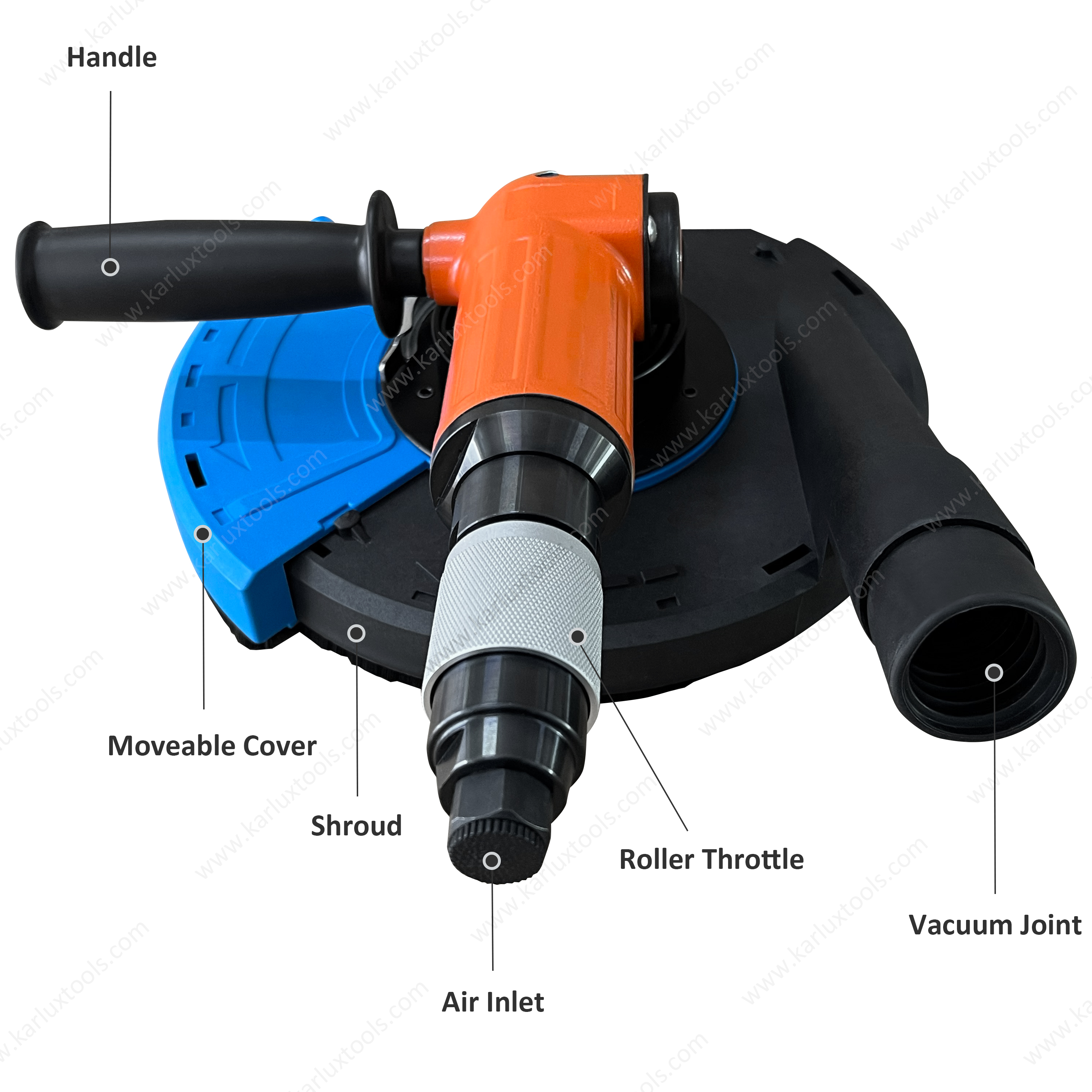 13,500RPM 7inch Central Vacuum Surface Grinding Tool Dust Cover Dust Shroud Household Right Angle Pneumatic Disc Grinder Air Angle Grinder