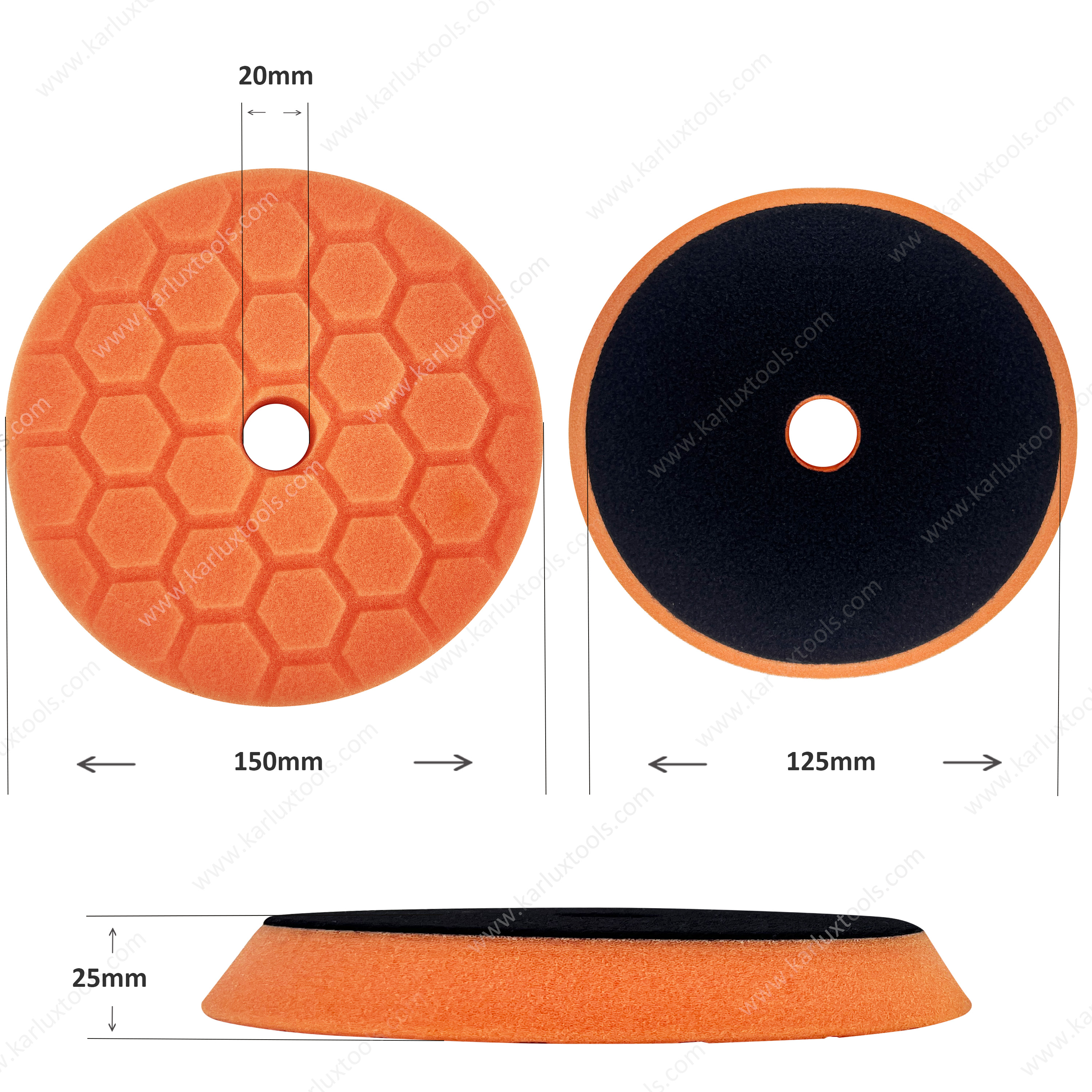 5Inch 125mm Hexagon Texture Buffing Polishing Pads Bevel Edge Buffing Sponge Pads for Car Buffer Polisher Polishing and Waxing