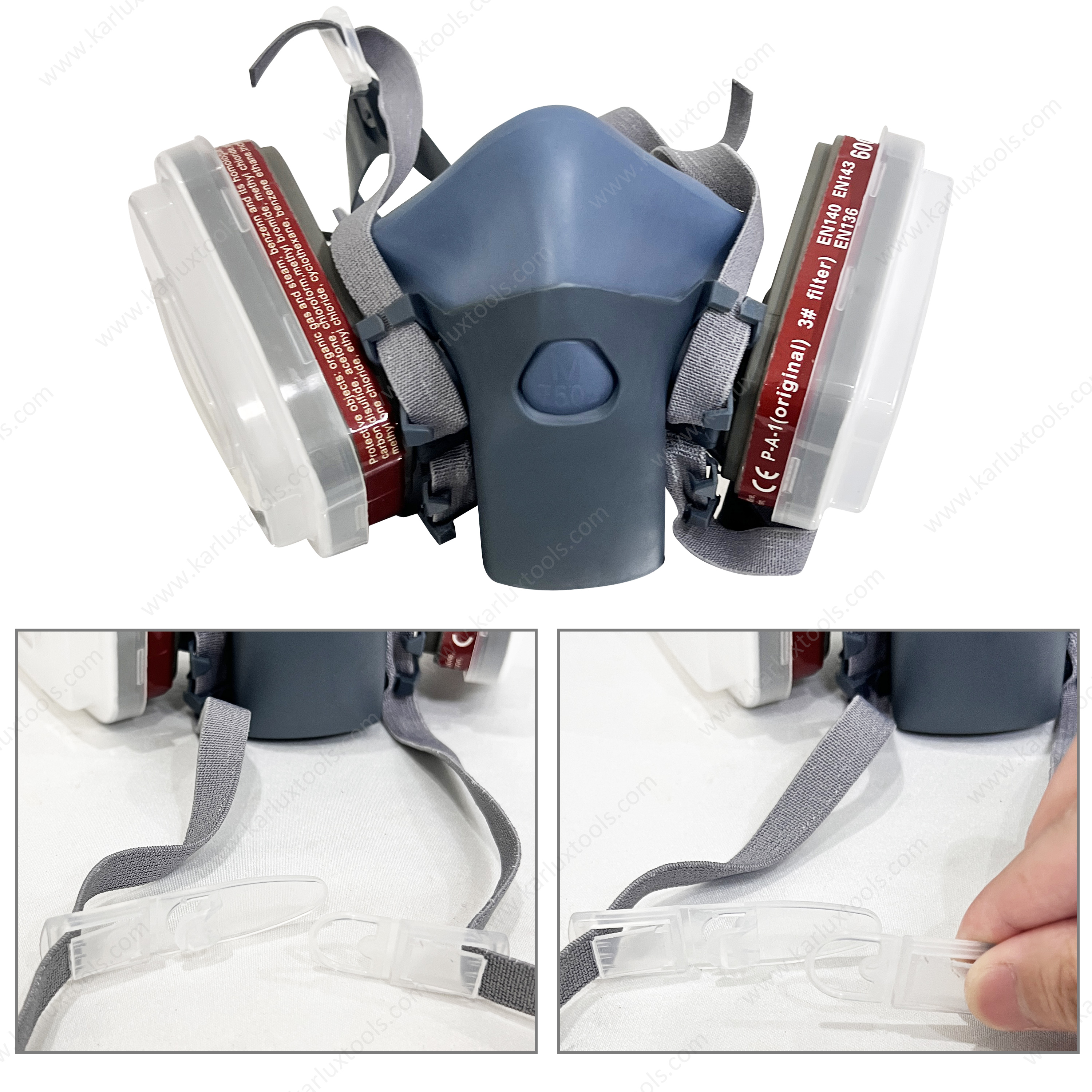 Half Face Gas Mask Facepiece Spray Painting Respirator Safety Suit Quick Latch Respirator With Replaceable Filters