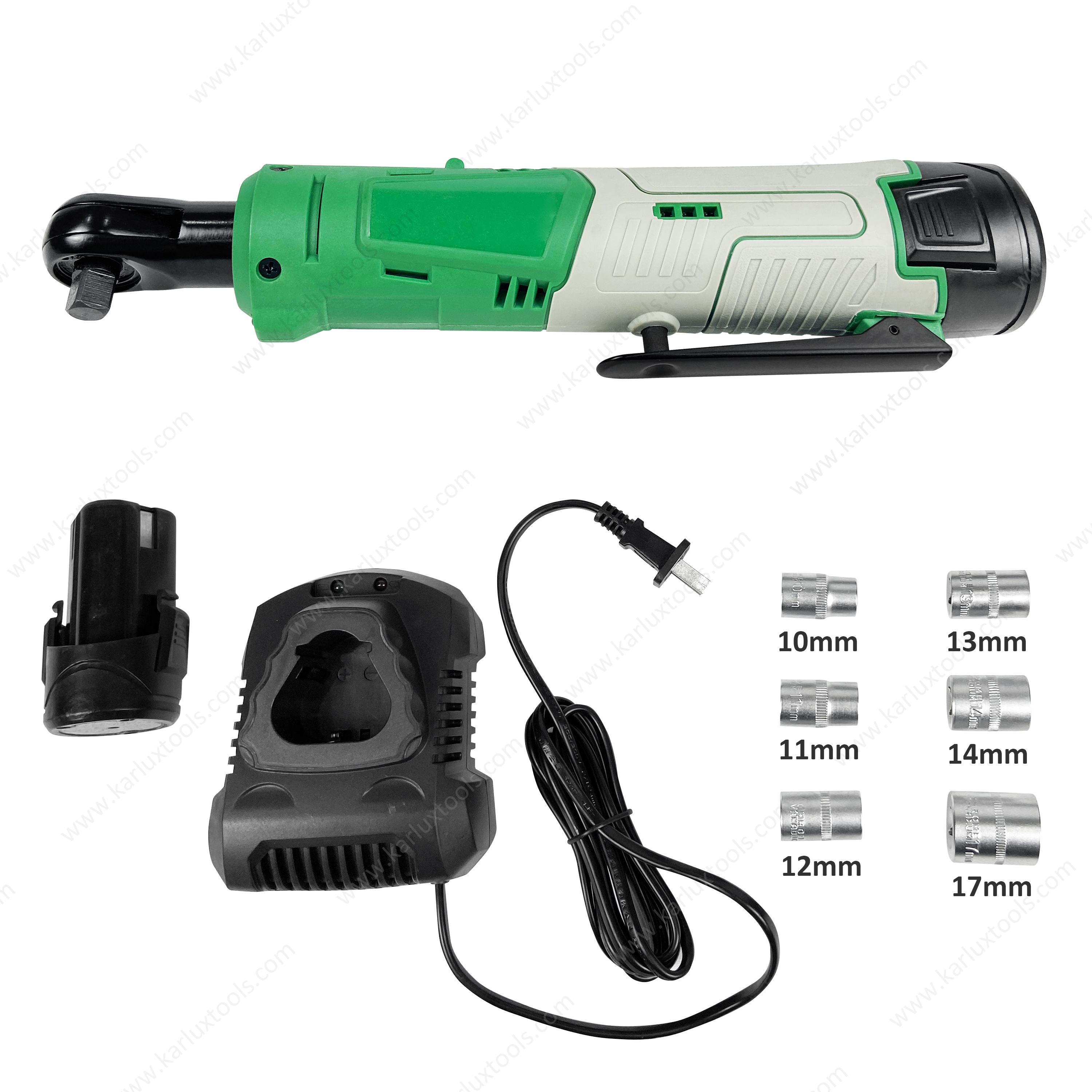 CBRWG3841212V-C Cordless Ratchet Wrench 12V 2000mAh 200rpm Hex Bore 3/8'' Bolt Size M10 Max Torque 41N.m