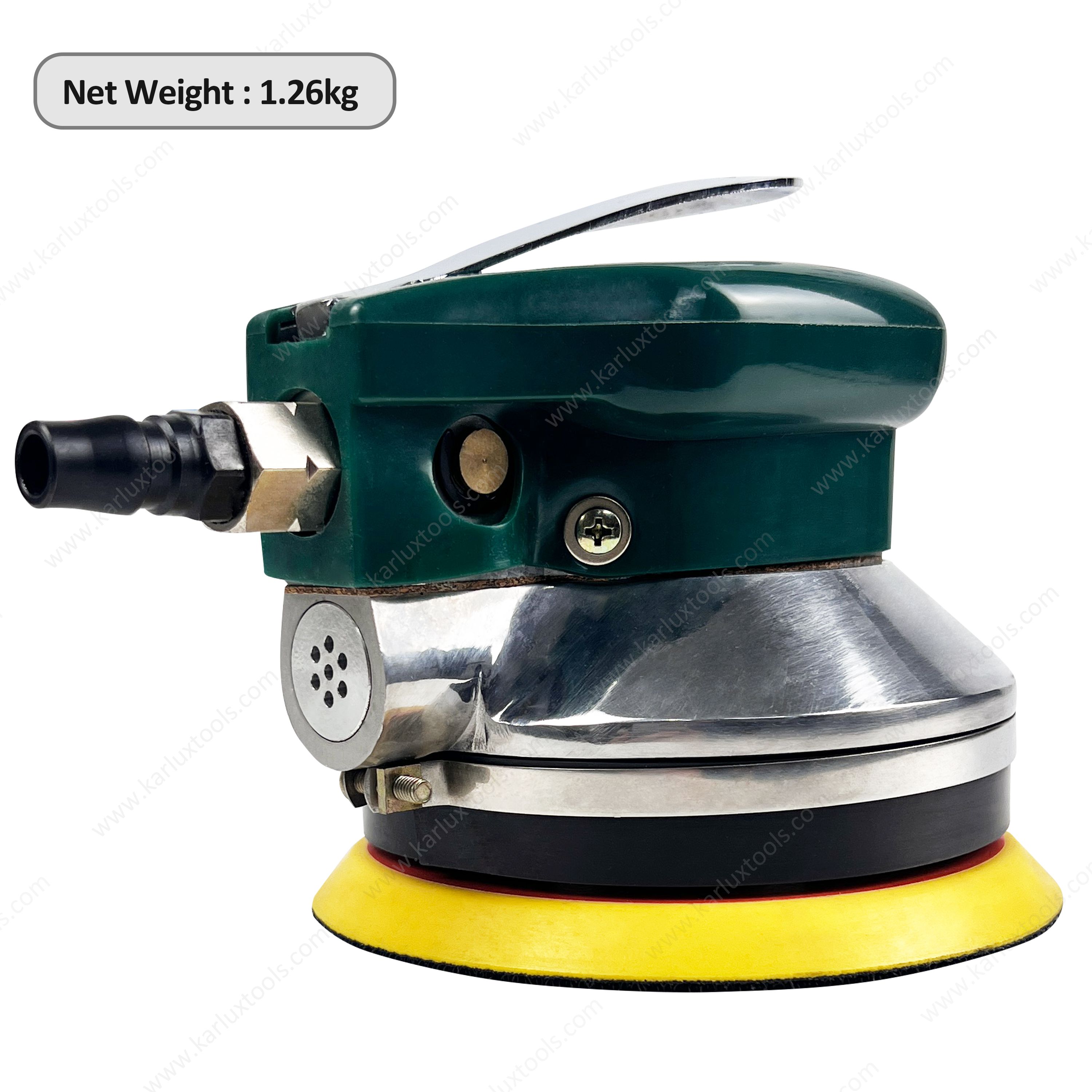 5Inch Non-Vacuum 5mm Orbit Industrial Pneumatic Random Orbital Palm Sander for Auto Body Wood Metal Surface Grinding & Finishing