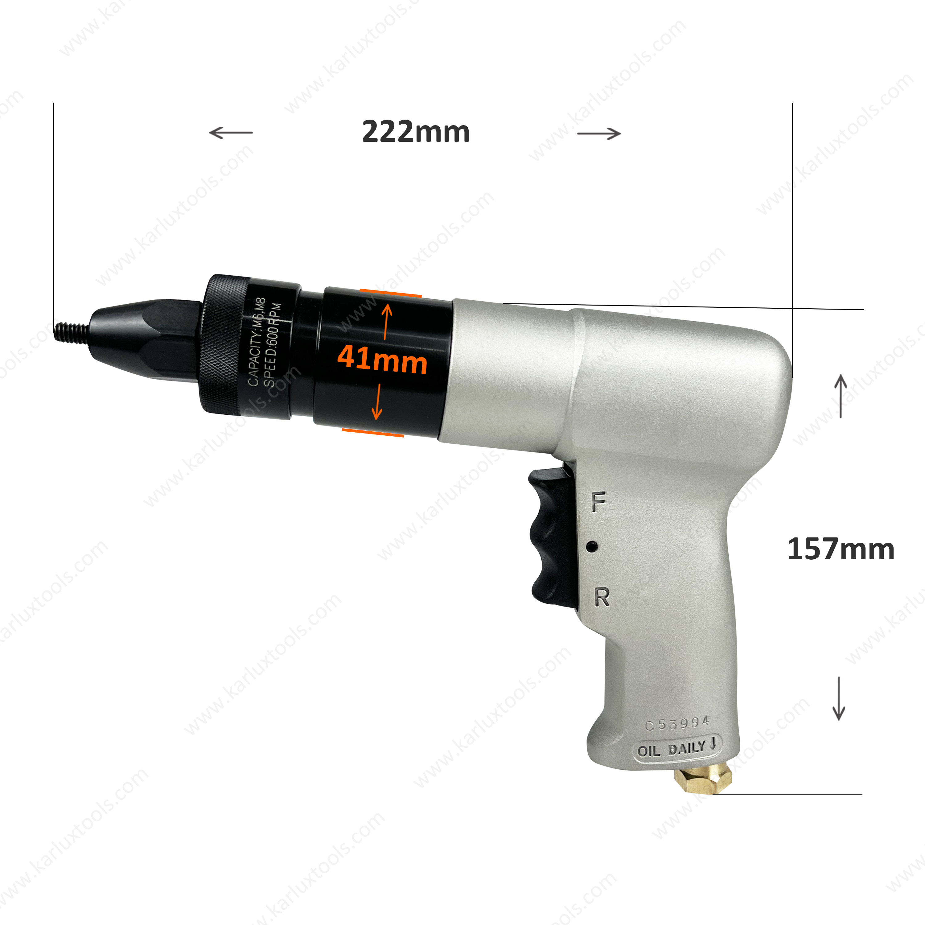 600Rpm Air Pull Setter Pneumatic Rivet Pulling Tools For M6-M8 Rivet Pulling Gun