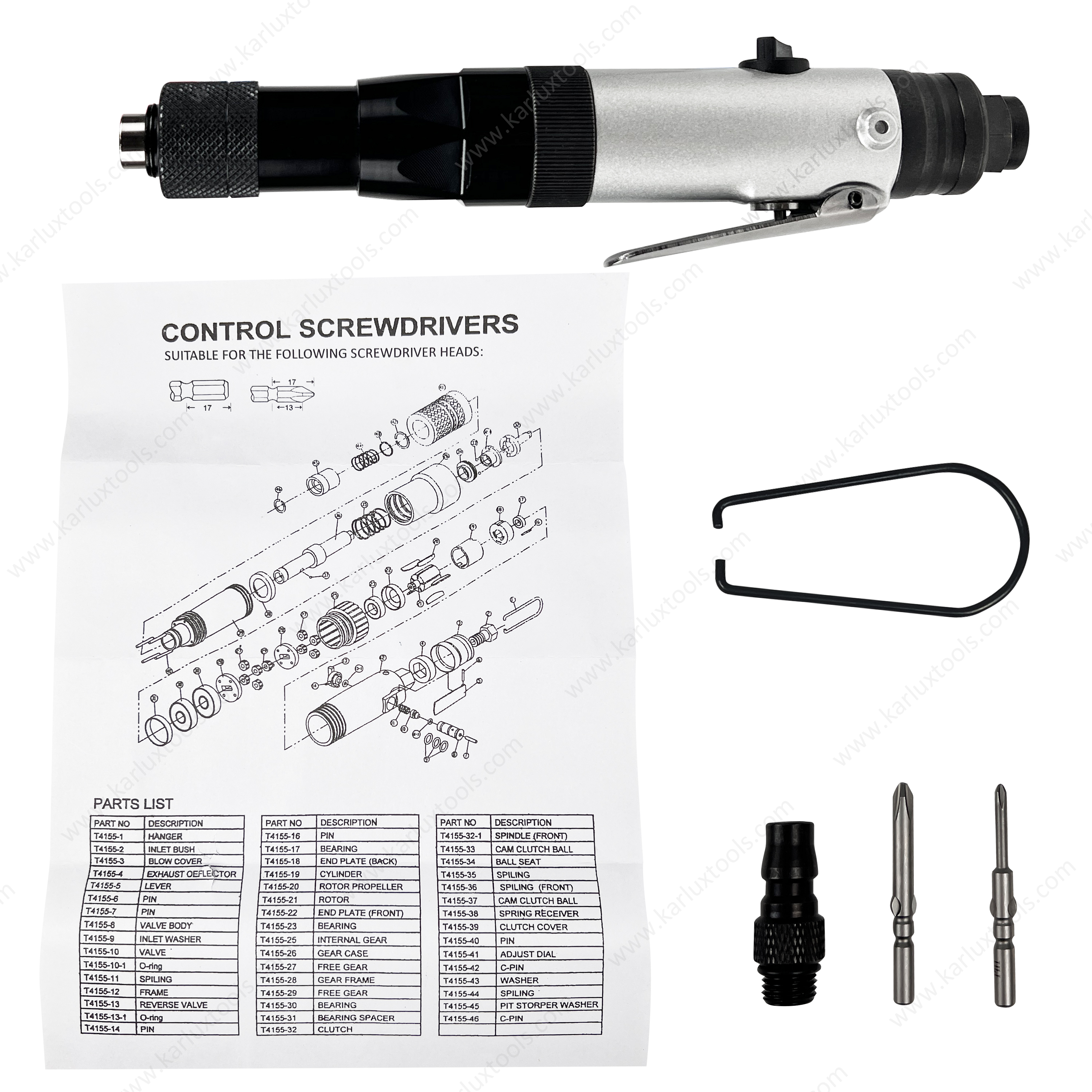 1200rpm Torque Range 0.196-1.46N.m Assembly Industry Lever Type Pneumatic Screwdriver Fixed Torque Straight Lever Start Air Screwdriver