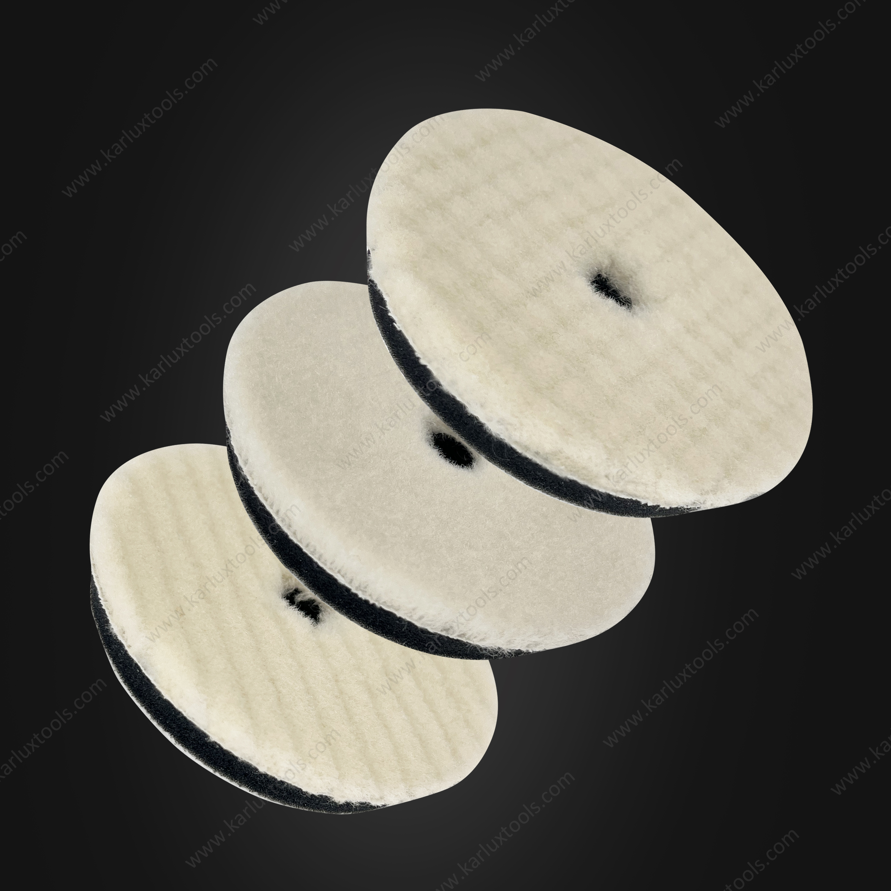 3inch 75mm Single Sided Flat Grid or Stripe Surface Wool Pad Buffing Pad Japanese Wool Polishing Pad Dual Action RO GA Polisher
