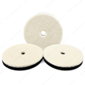 5inch 125mm Single Sided Flat Grid or Stripe Surface Wool Pad Buffing Pad Japanese Wool Polishing Pad Dual Action RO GA Polisher