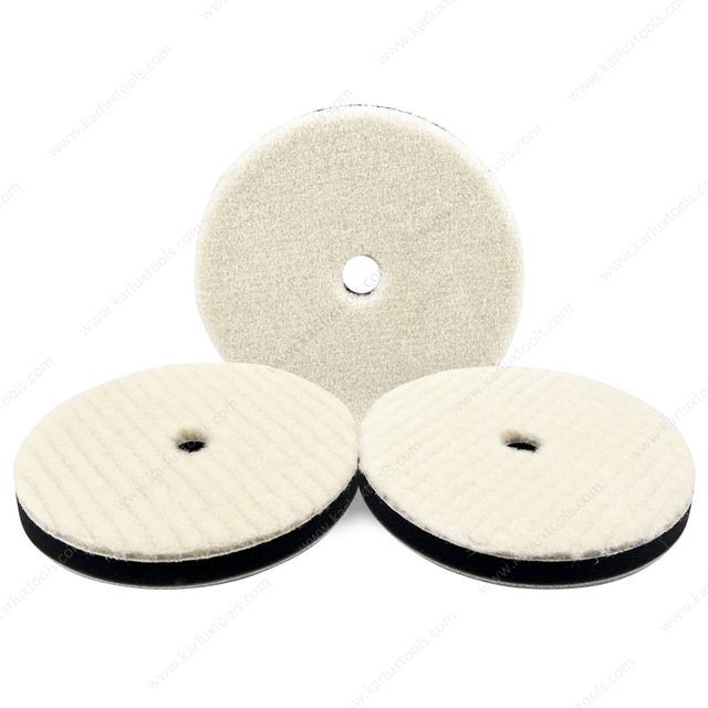 5inch 125mm Single Sided Flat Grid or Stripe Surface Wool Pad Buffing Pad Japanese Wool Polishing Pad Dual Action RO GA Polisher