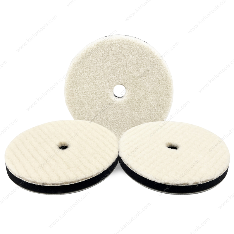 5inch 125mm Single Sided Flat Grid or Stripe Surface Wool Pad Buffing Pad Japanese Wool Polishing Pad Dual Action RO GA Polisher