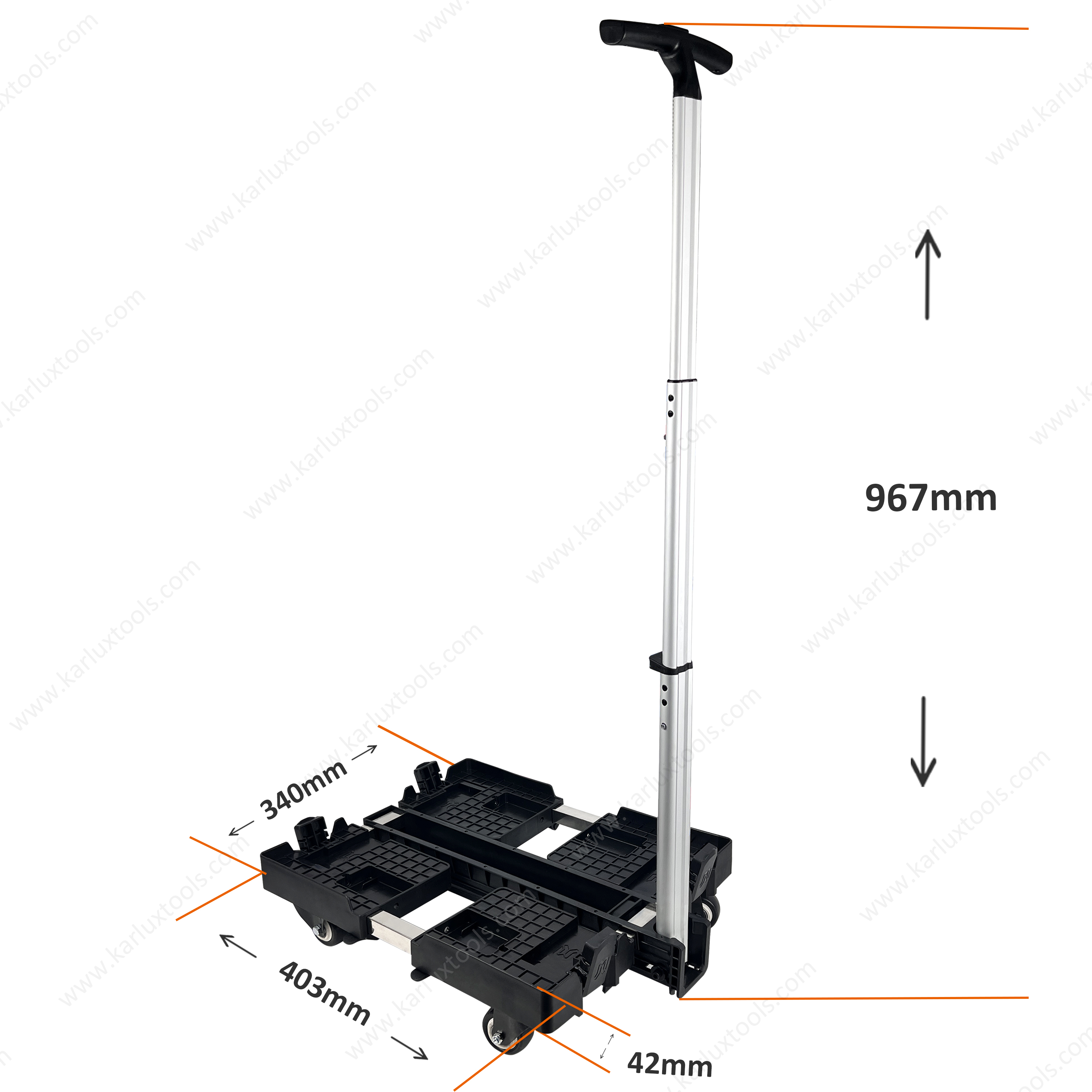 Lightweight Silent 4 Wheels Foldable Toolbox Platform Trolley Folding Carry Cart Fold Dolly Cart Used for Stackable Tool Boxes