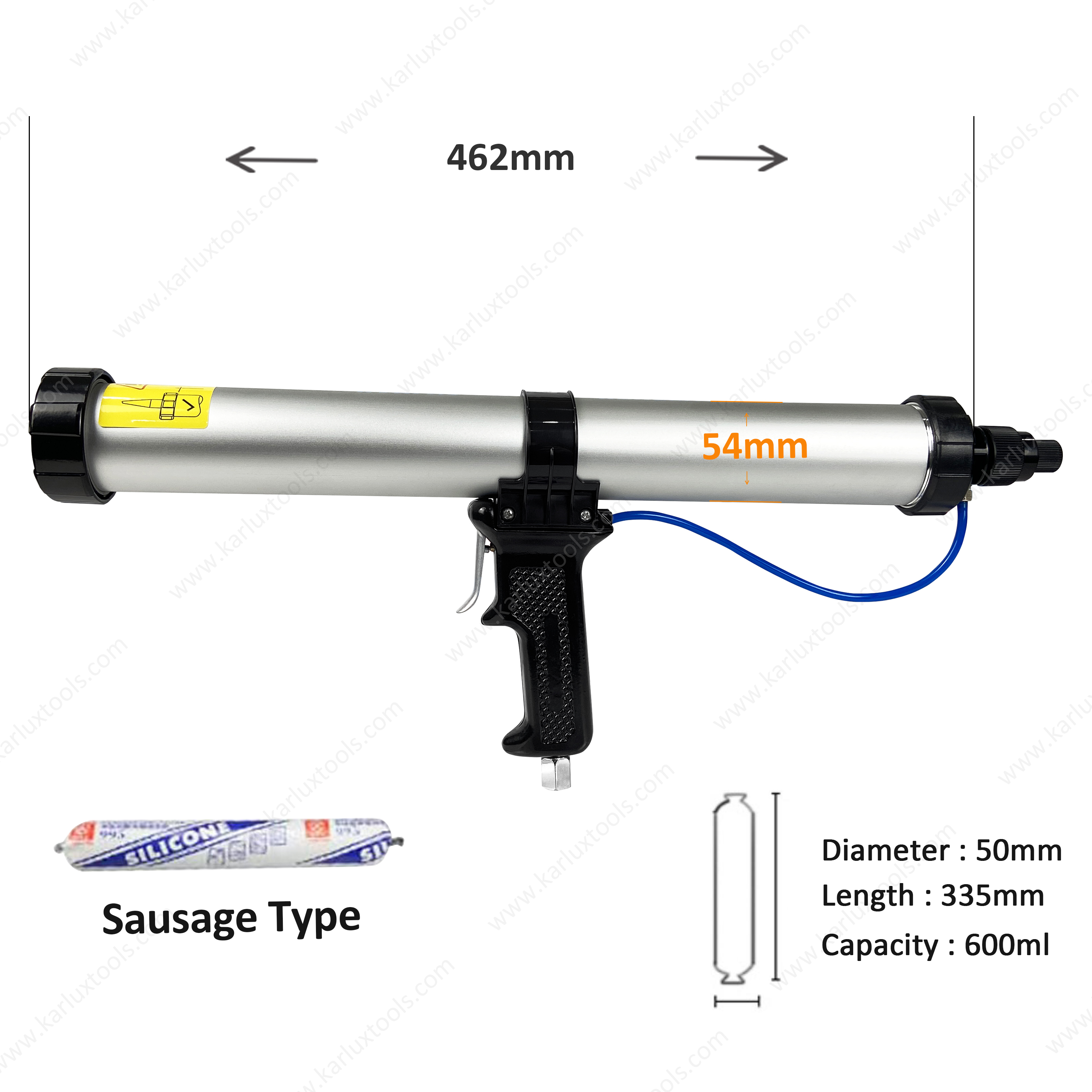 600ml Air Power Caulk Gun Cartridge Pneumatic Applicator Professional Caulking Gun