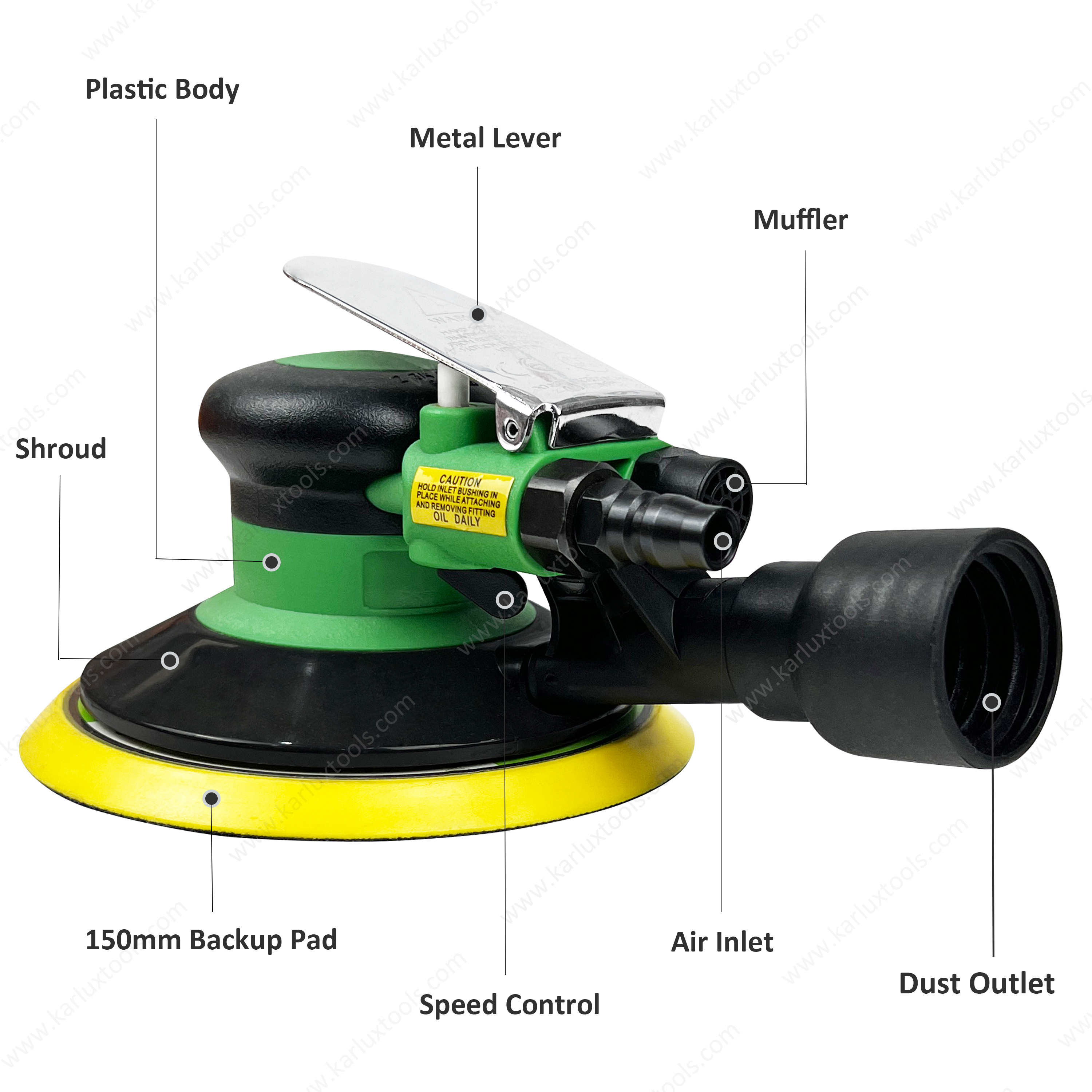 12000RPM 6inch 150mm Orbit 2.5/5.0/8.0mm Central Vacuum Professional Pneumatic Palm Sander Woodworking Air Random Orbital Sander