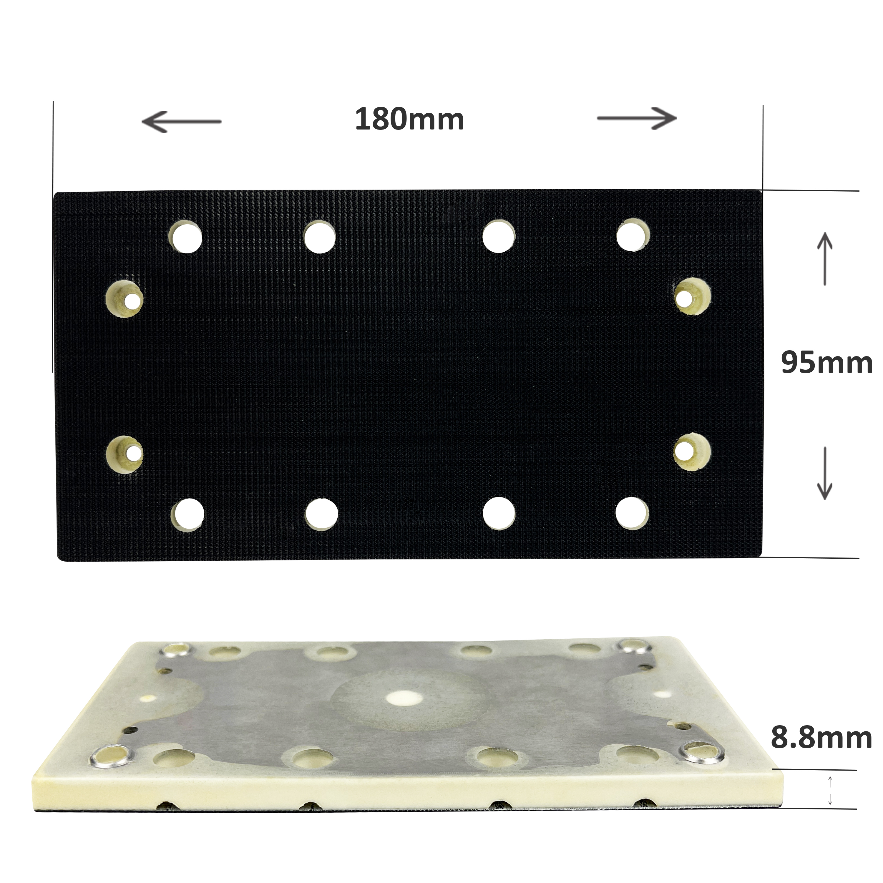 93x175mm 8+4 Hole Rectangle Sander Backing Pad