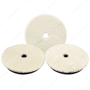 5inch 125mm Trapezoid Flat Grid or Stripe Surface Wool Pad Buffing Pad Japanese Wool Polishing Pad for Dual Action RO GA Polisher
