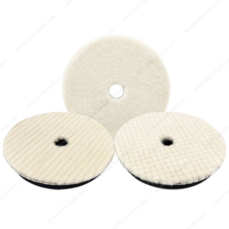 5inch 125mm Trapezoid Flat Grid or Stripe Surface Wool Pad Buffing Pad Japanese Wool Polishing Pad for Dual Action RO GA Polisher