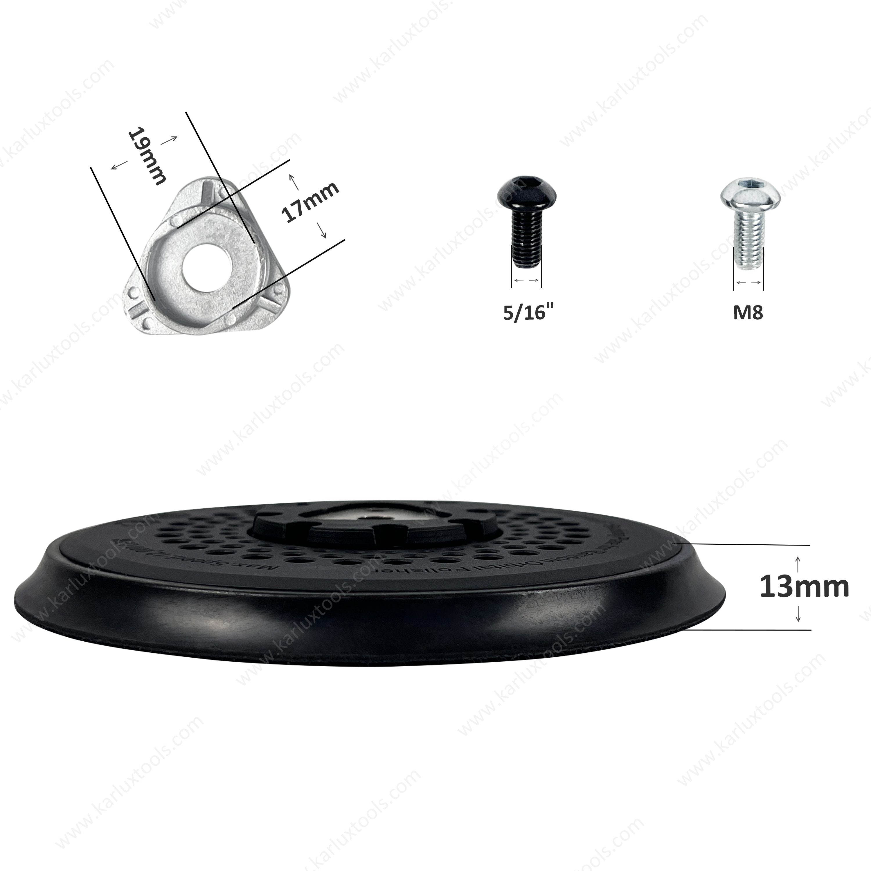 Professional 6 Inch 53 Holes Bevel Edge Grinding Pads Sanding Disc Backing Plate for Festool Sander Random Orbital Polisher