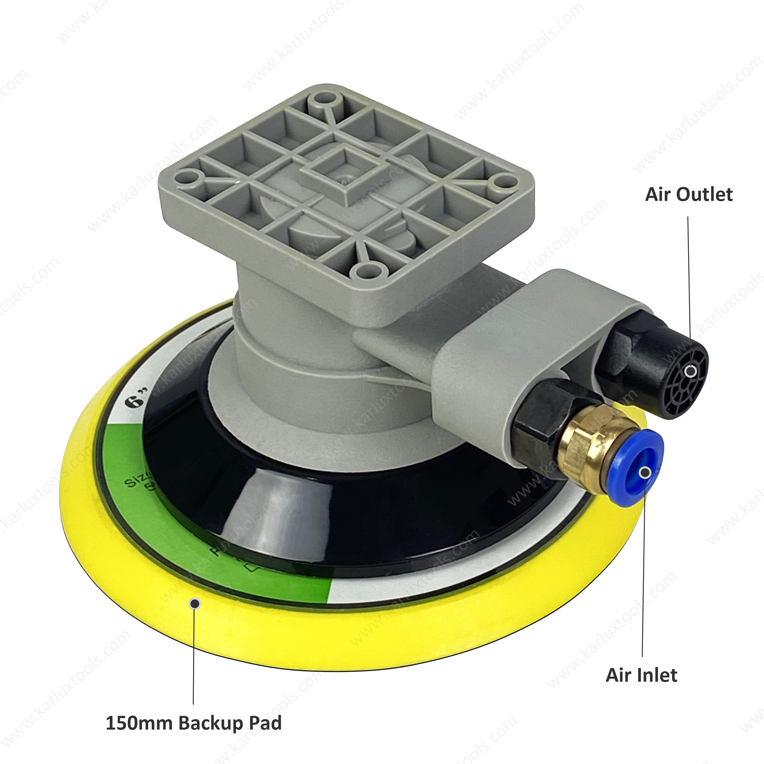 6Inch 150Mm 12,000Rpm Non Vacuum Orbit 5mm Plastic Manipulator Pneumatic Air Sander